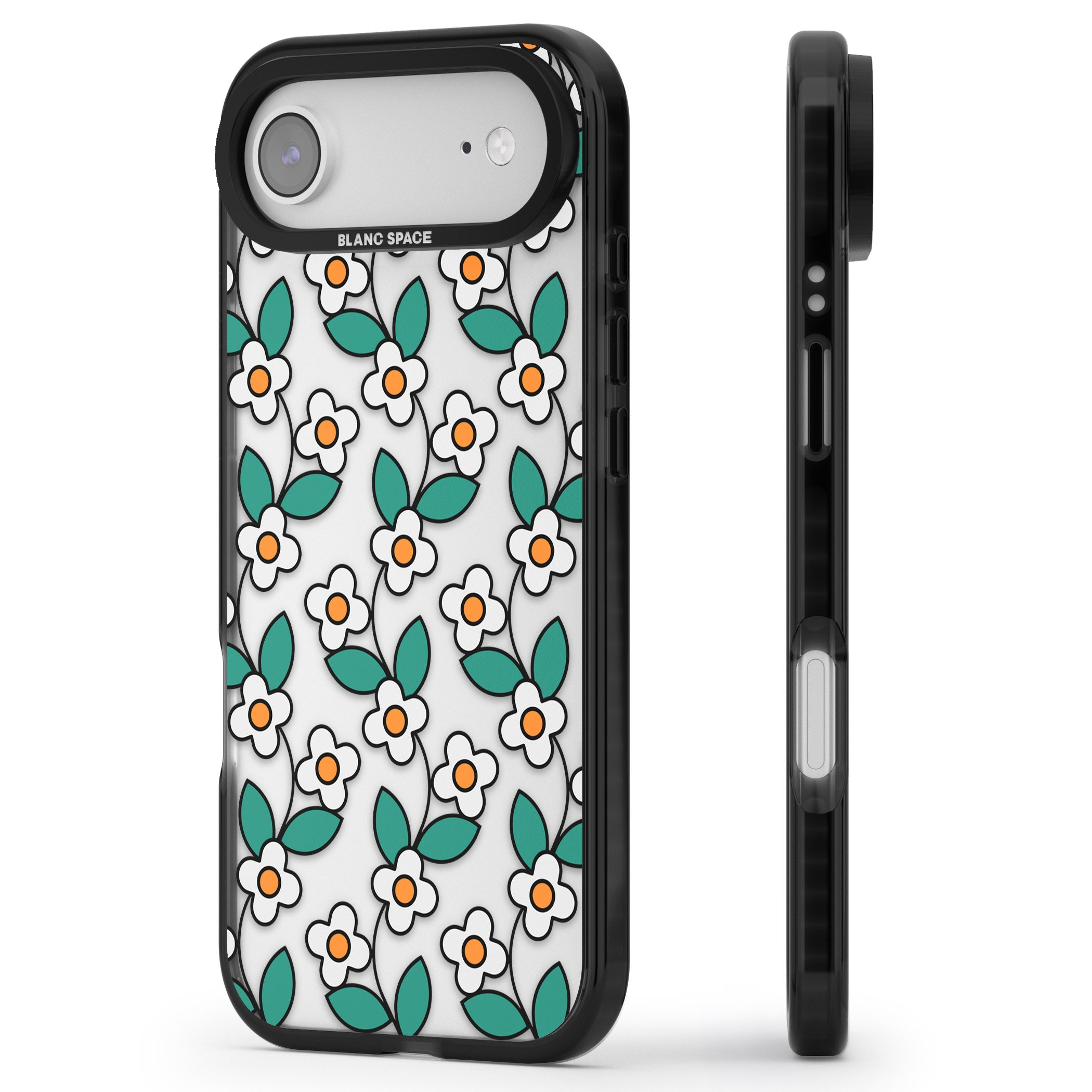 Spring Daisies iPhone 17 Air Impact Black Phone Case Side Profile