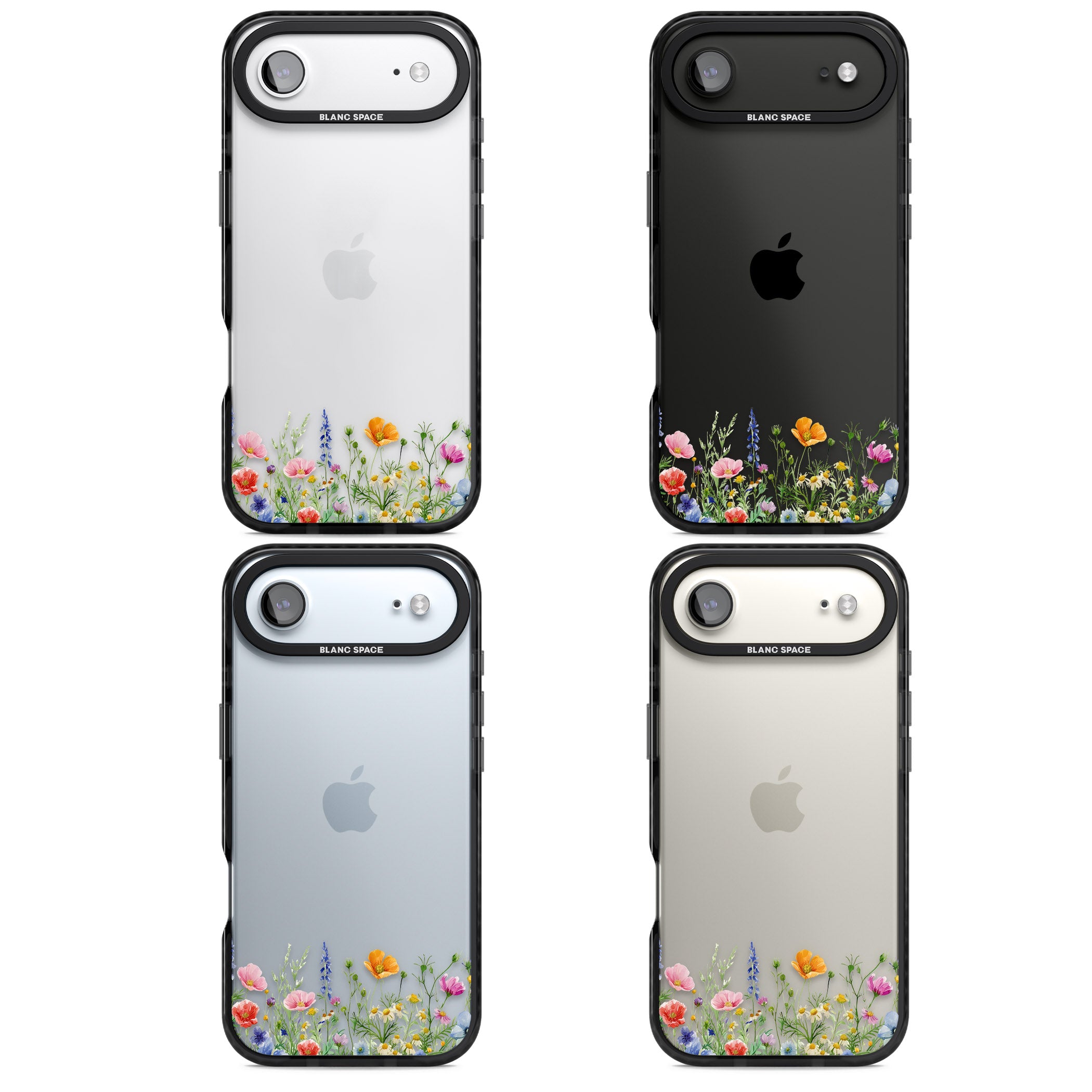 Minimal Wildflowers iPhone 17 Air Impact Black Phone Case APT Impact Protection