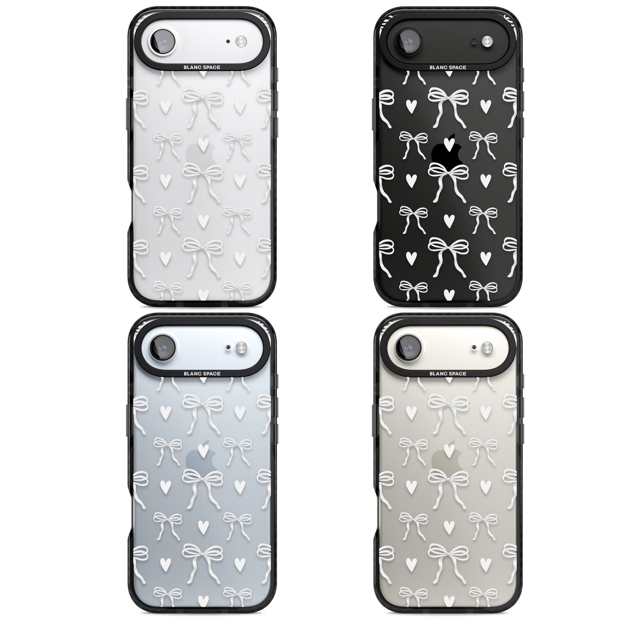 White Bows & Hearts iPhone 17 Air Impact Black Phone Case APT Impact Protection