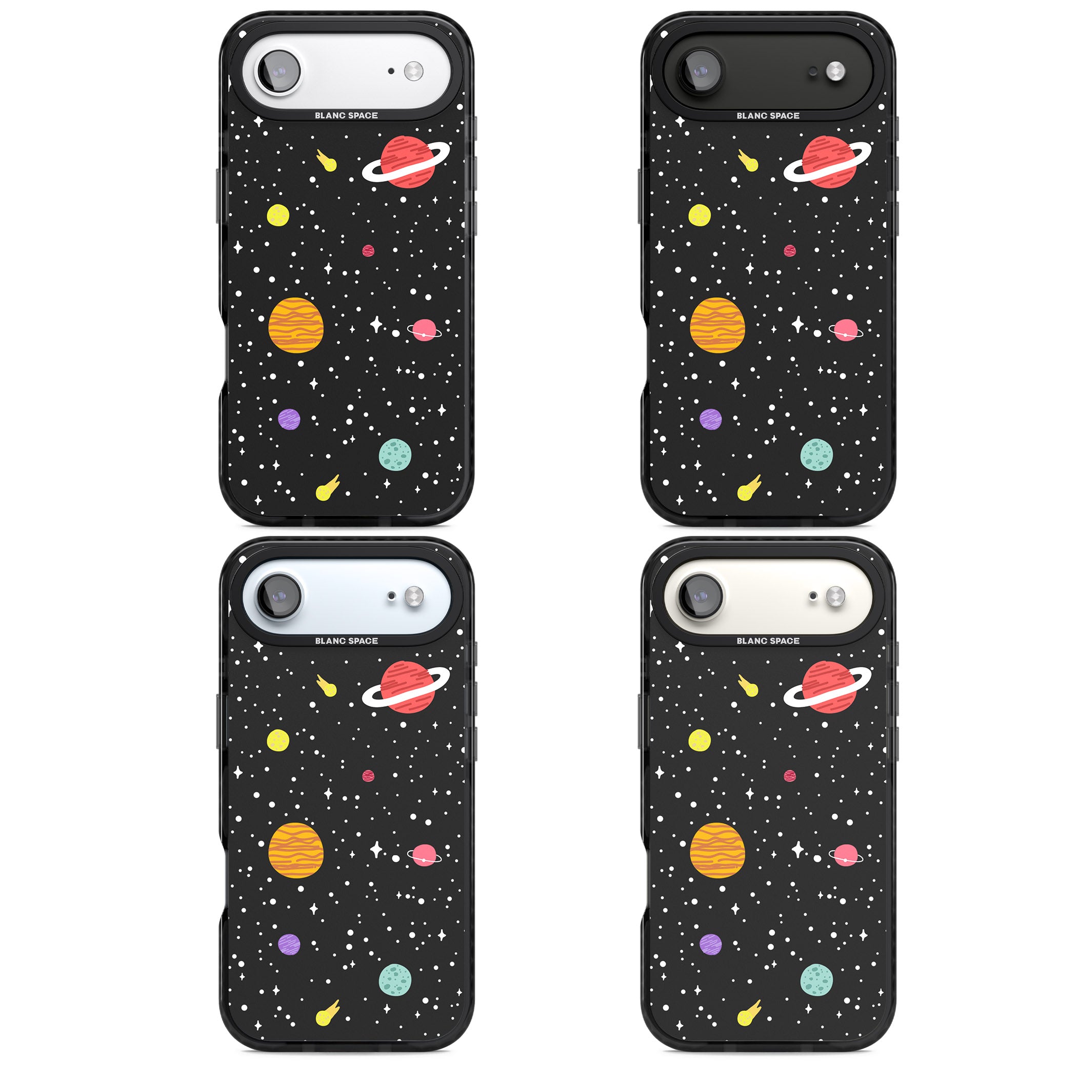 Cute Cartoon Planets iPhone 17 Air Impact Black Phone Case APT Impact Protection