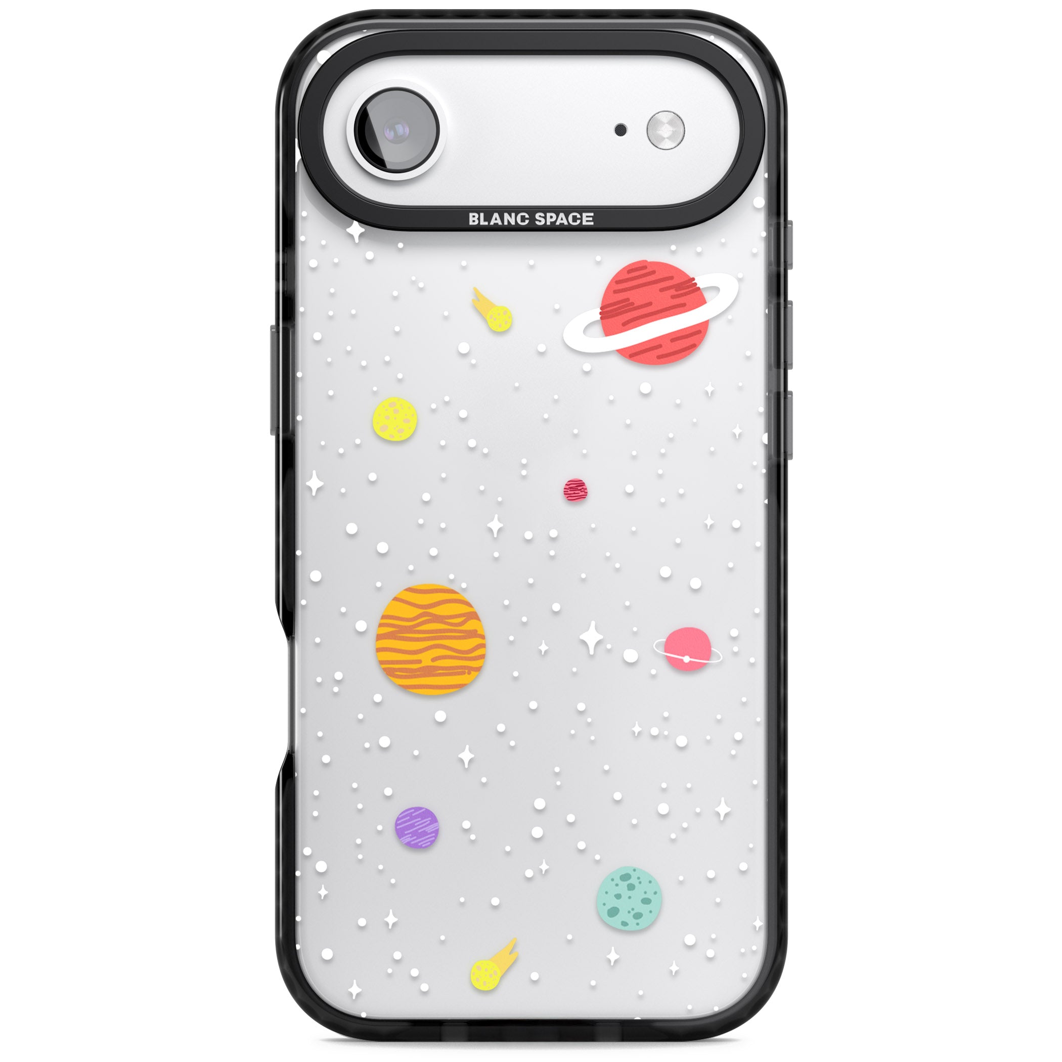 Cute Cartoon Planets (Clear) iPhone 17 Air Impact Black Phone Case