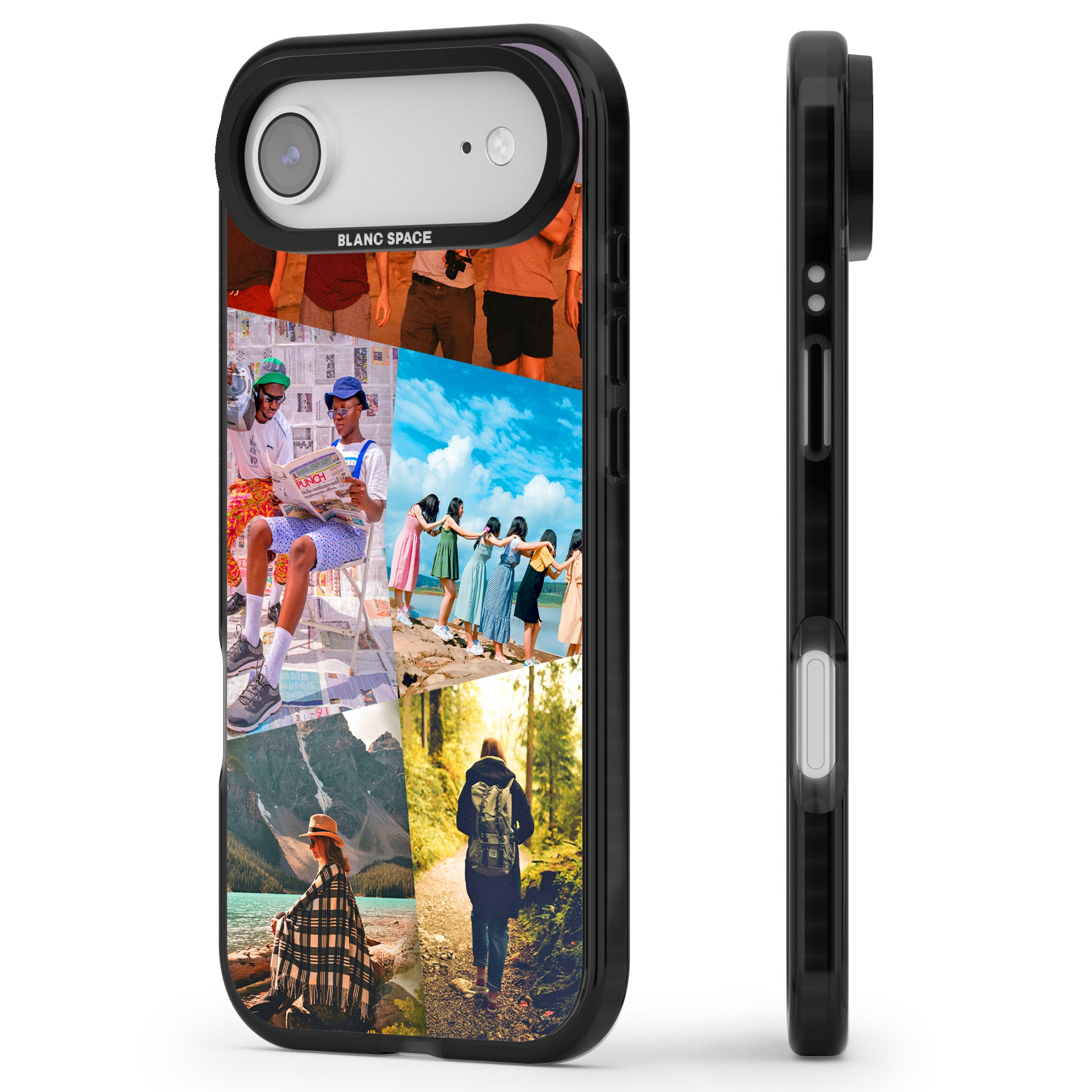 Personalised Abstract Photo Grid iPhone 17 Air Impact Black Phone Case Side Profile