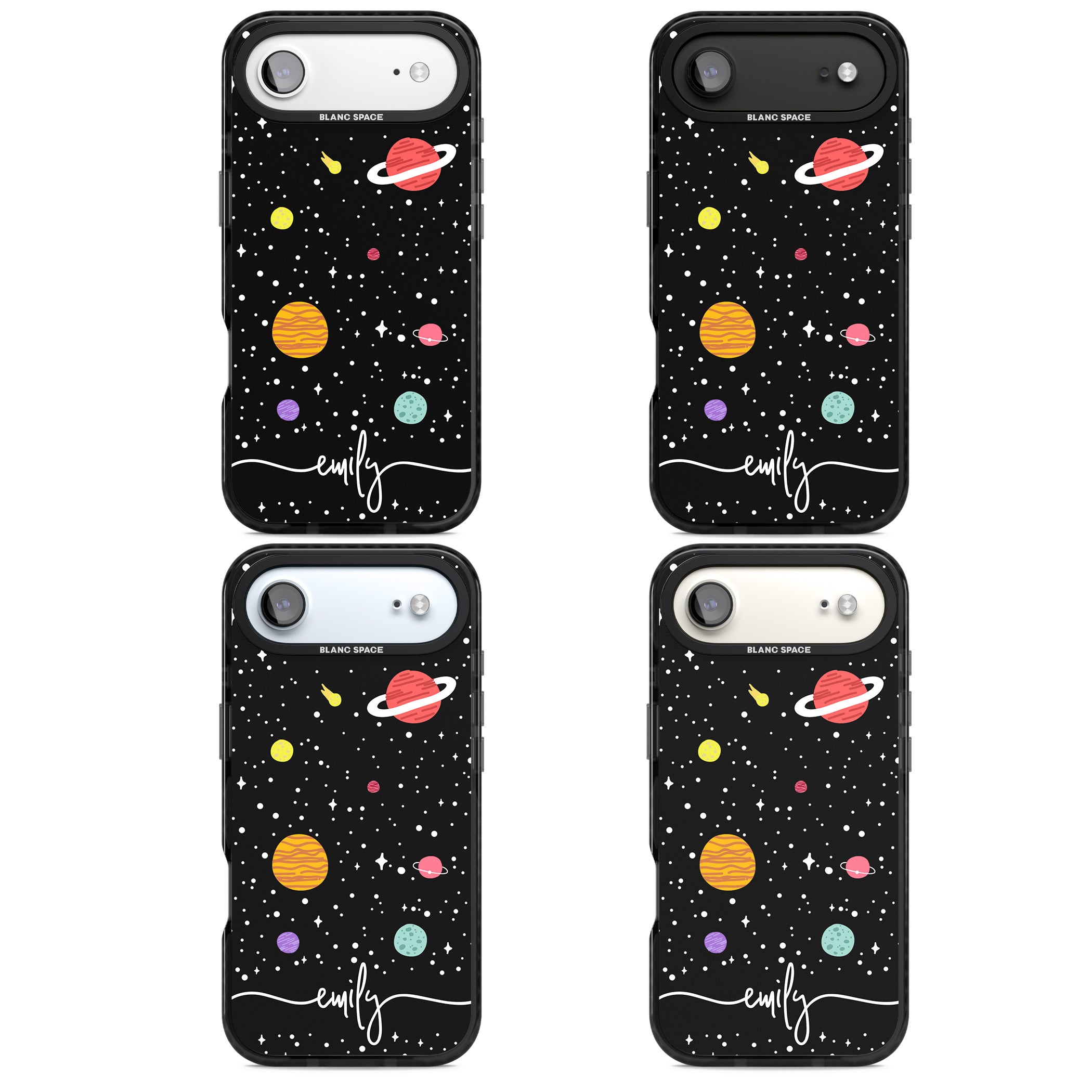 Personalised Cute Cartoon Planet iPhone 17 Air Impact Black Phone Case APT Impact Protection