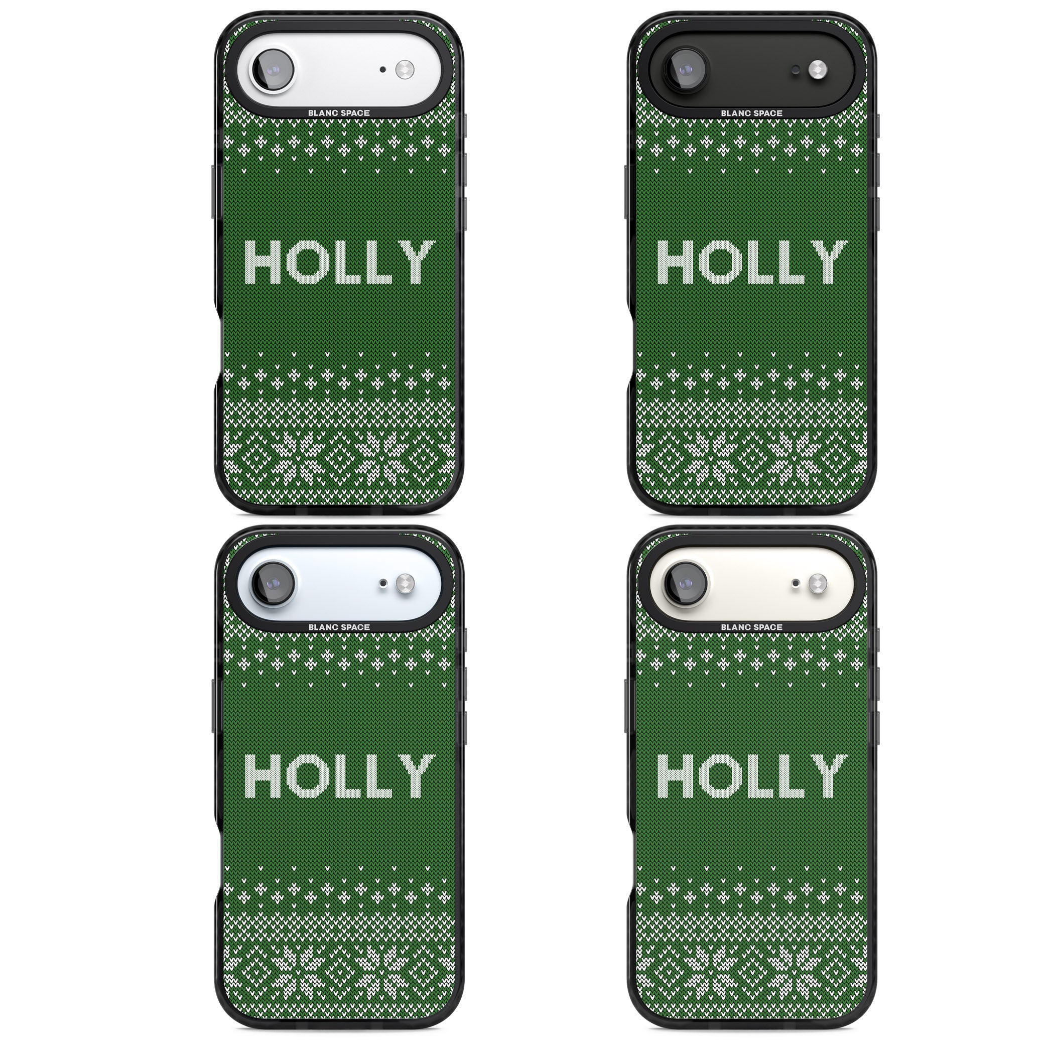 Personalised Green Christmas Knit iPhone 17 Air Impact Black Phone Case APT Impact Protection
