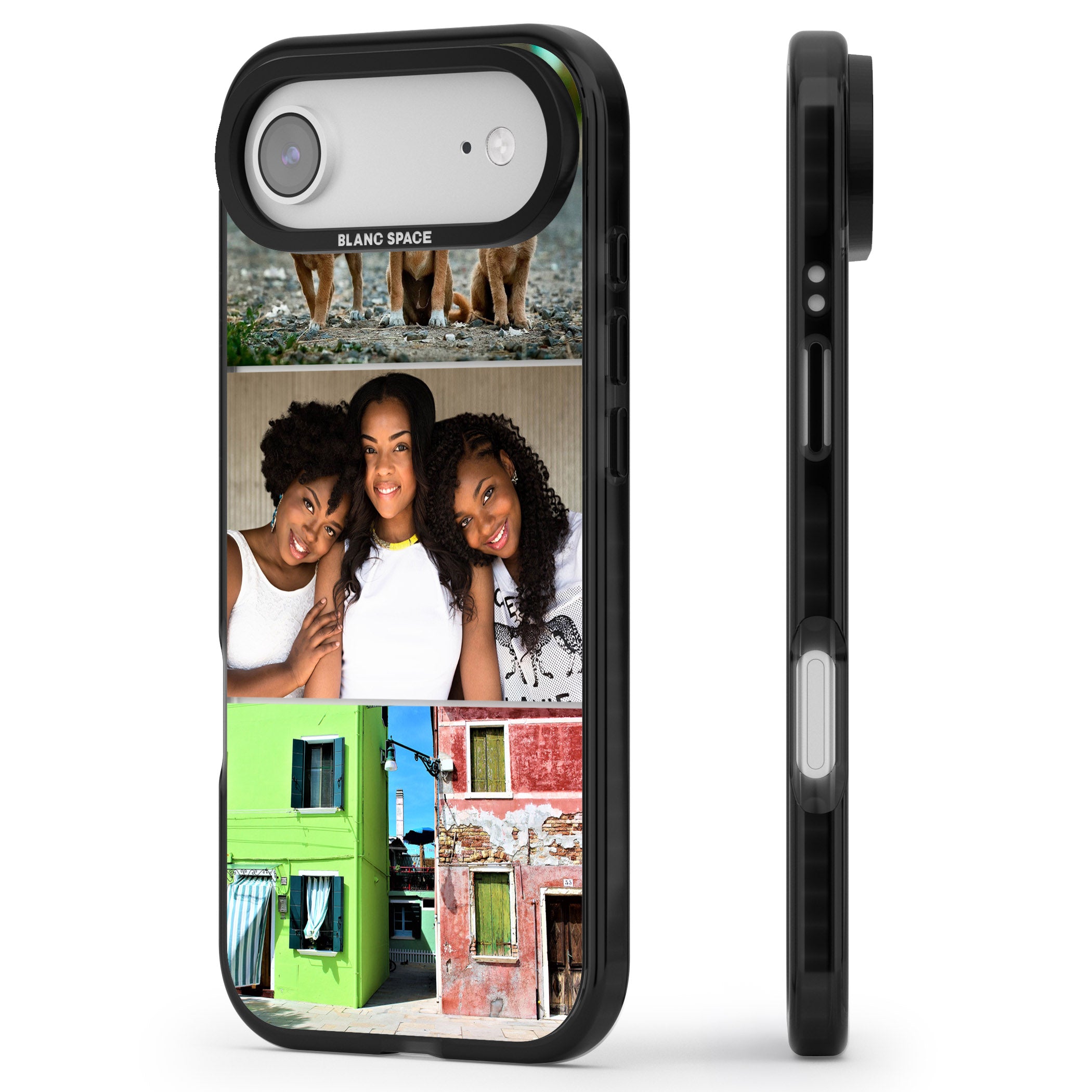 Personalised 3 Photo Grid iPhone 17 Air Impact Black Phone Case Side Profile