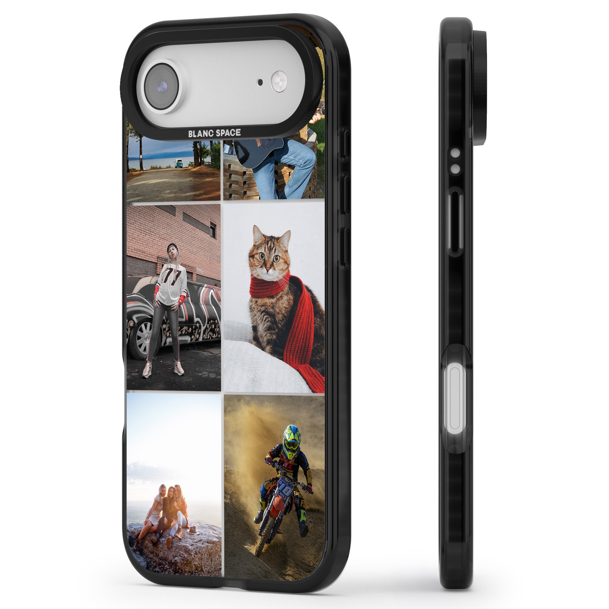 Personalised 6 Photo Grid iPhone 17 Air Impact Black Phone Case Side Profile