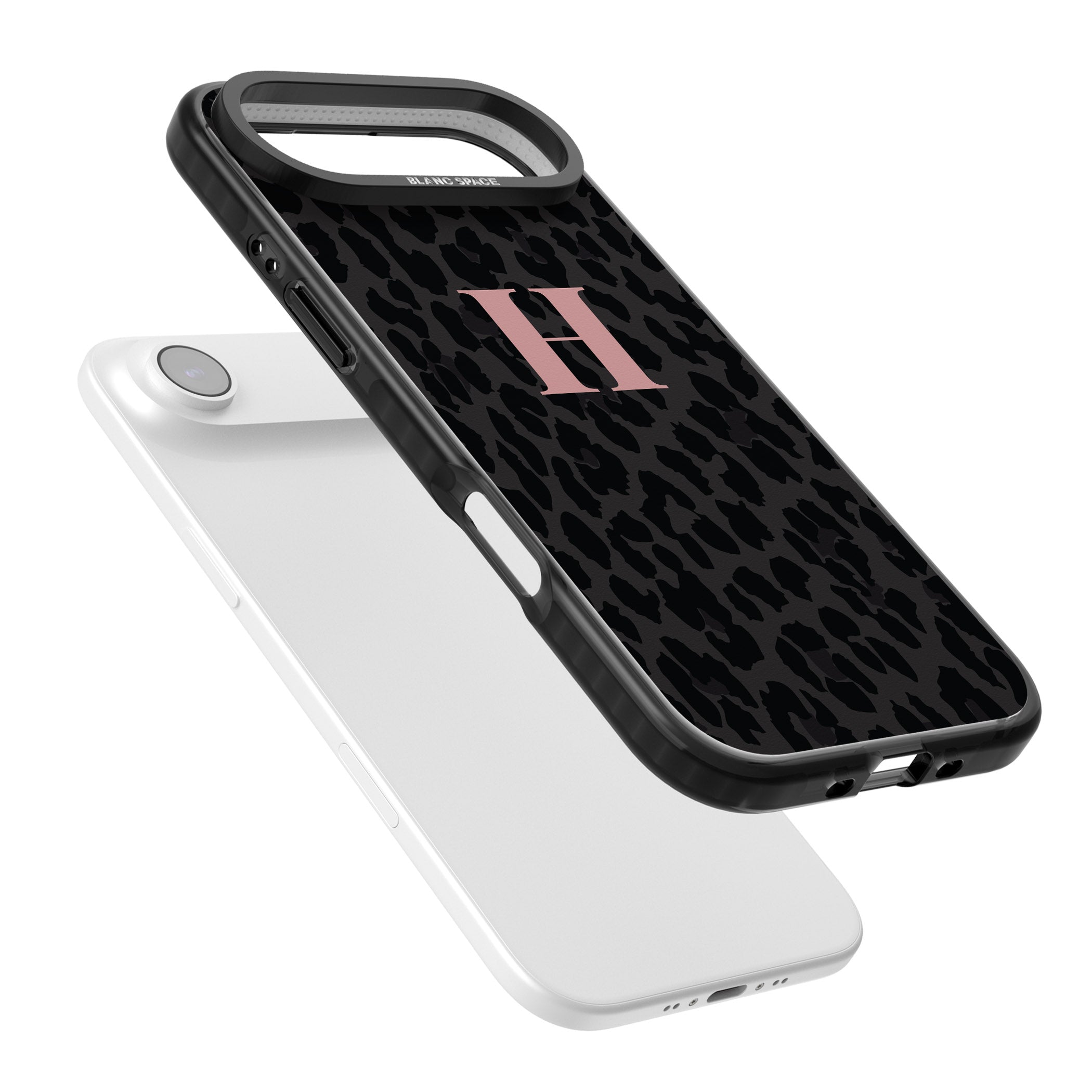 Personalised Pink Leopard Monogram iPhone 17 Air Impact Black Phone Case Colours