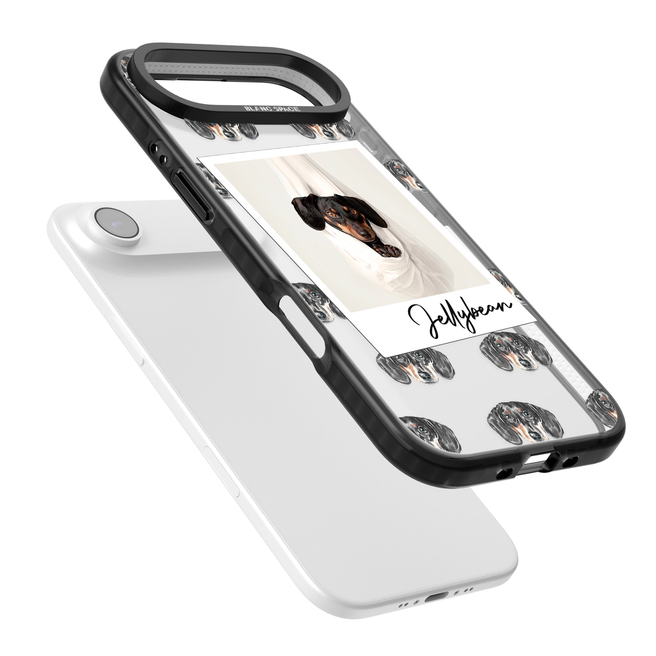 Personalised Black Dachshund Instant Camera Photo iPhone 17 Air Impact Black Phone Case Colours