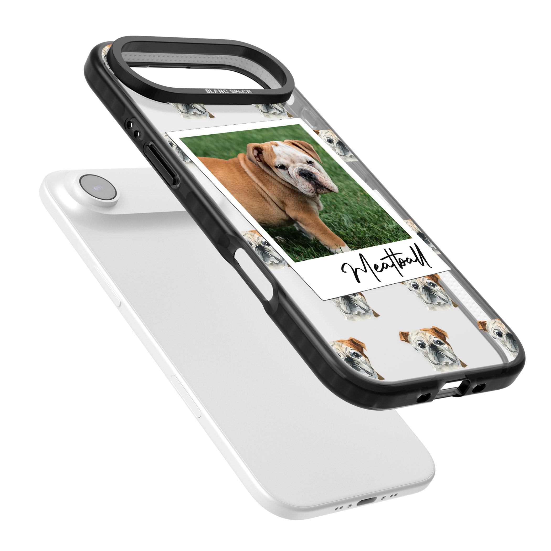 Personalised English Bulldog Instant Camera Photo iPhone 17 Air Impact Black Phone Case Colours