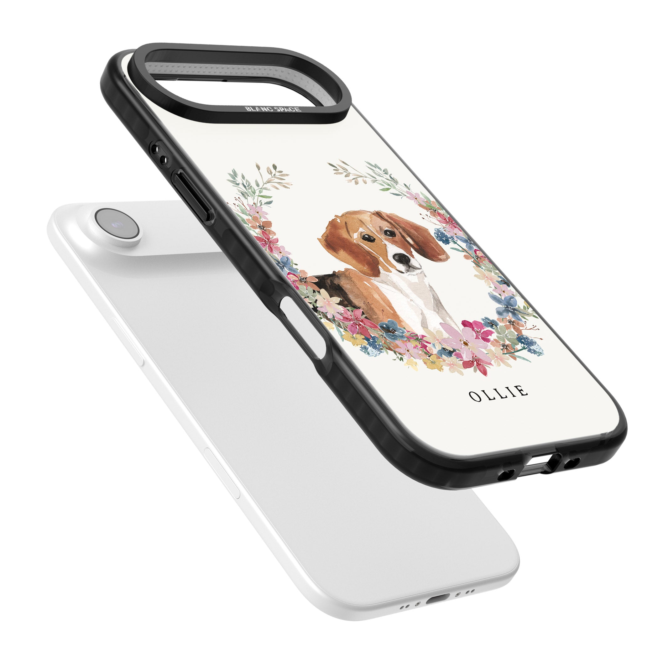 Personalised Beagle Floral Portrait iPhone 17 Air Impact Black Phone Case Colours
