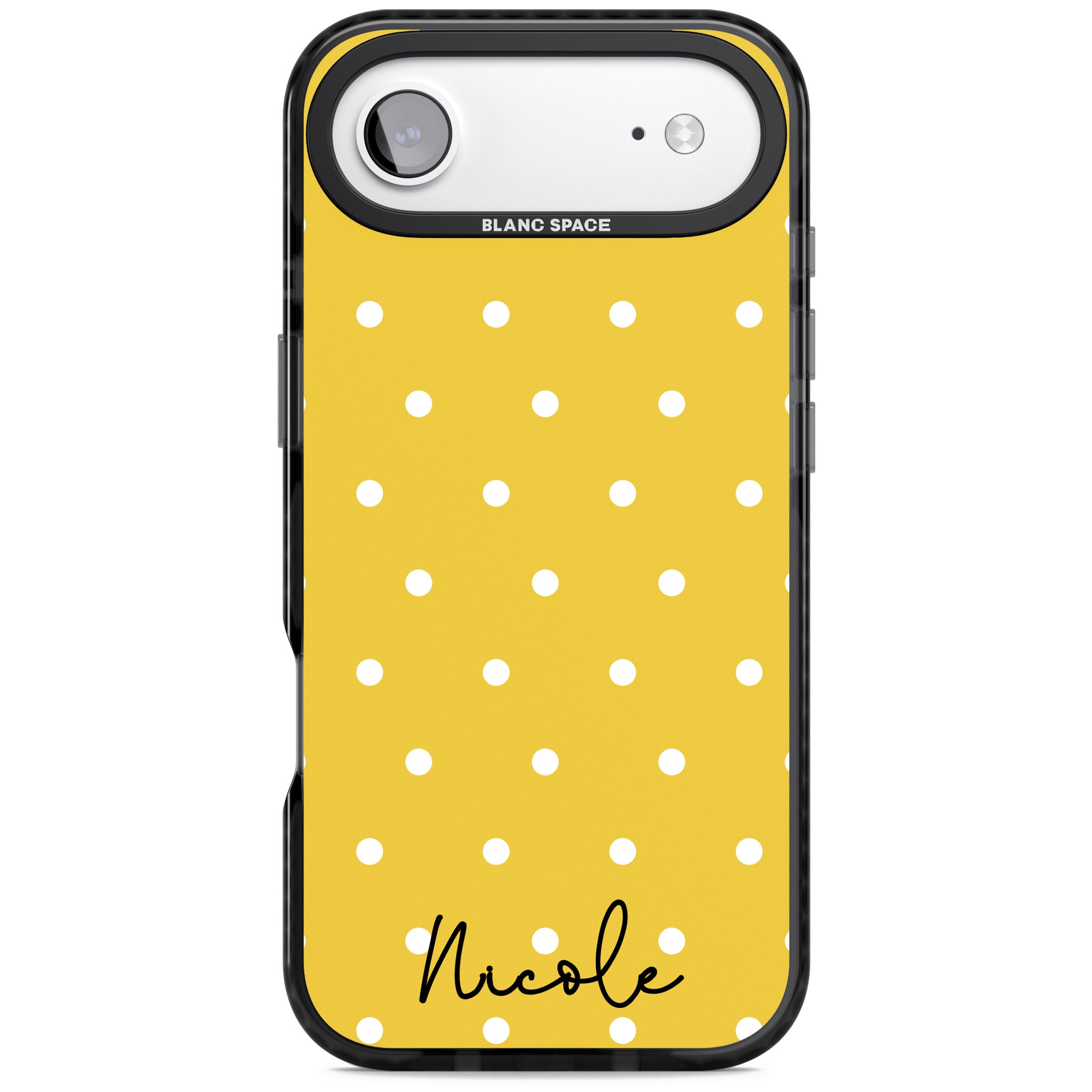 Personalised Yellow Polka Dot iPhone 17 Air Impact Black Phone Case