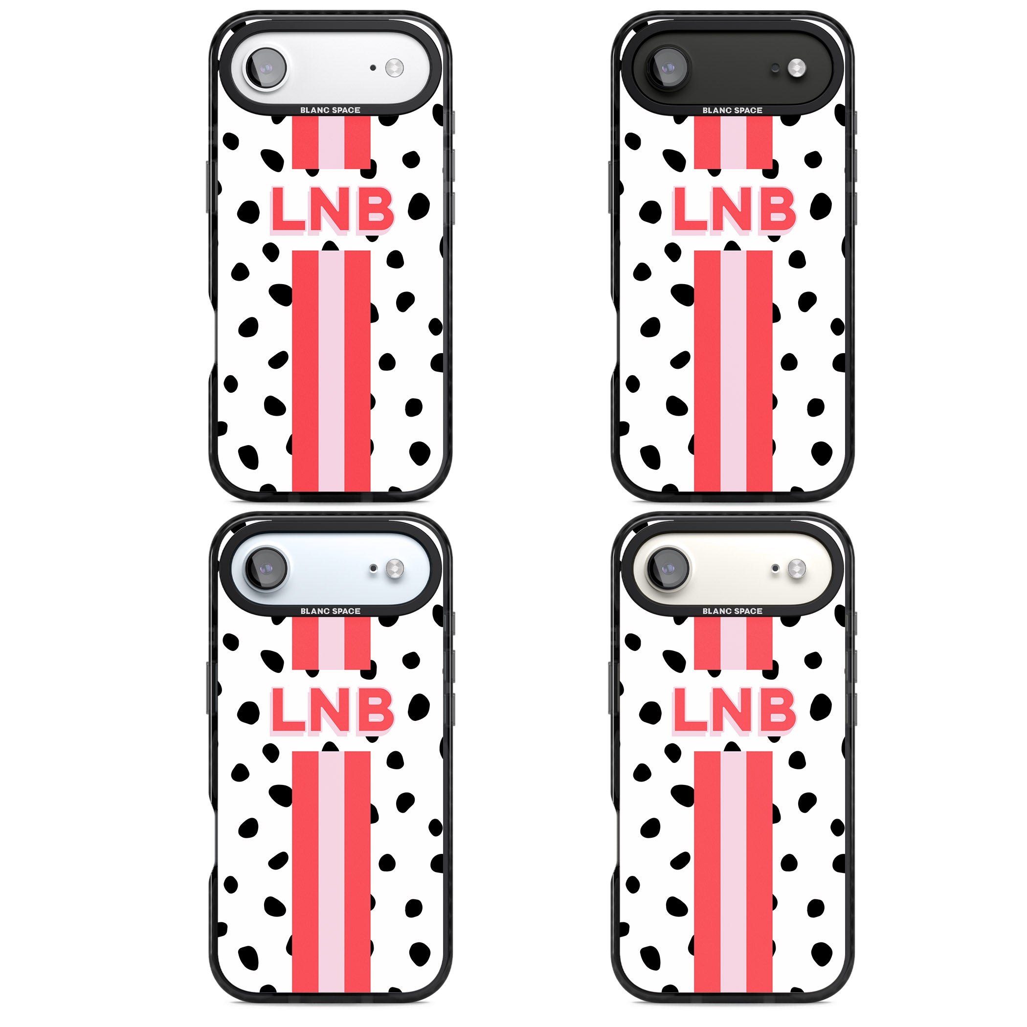 Personalised Polka & Pink Stripe iPhone 17 Air Impact Black Phone Case APT Impact Protection