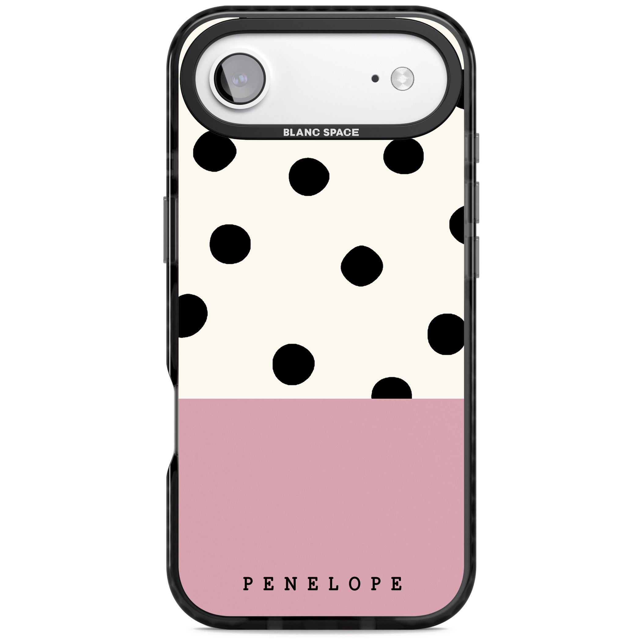 Personalised Pink Border Polka Dot iPhone 17 Air Impact Black Phone Case