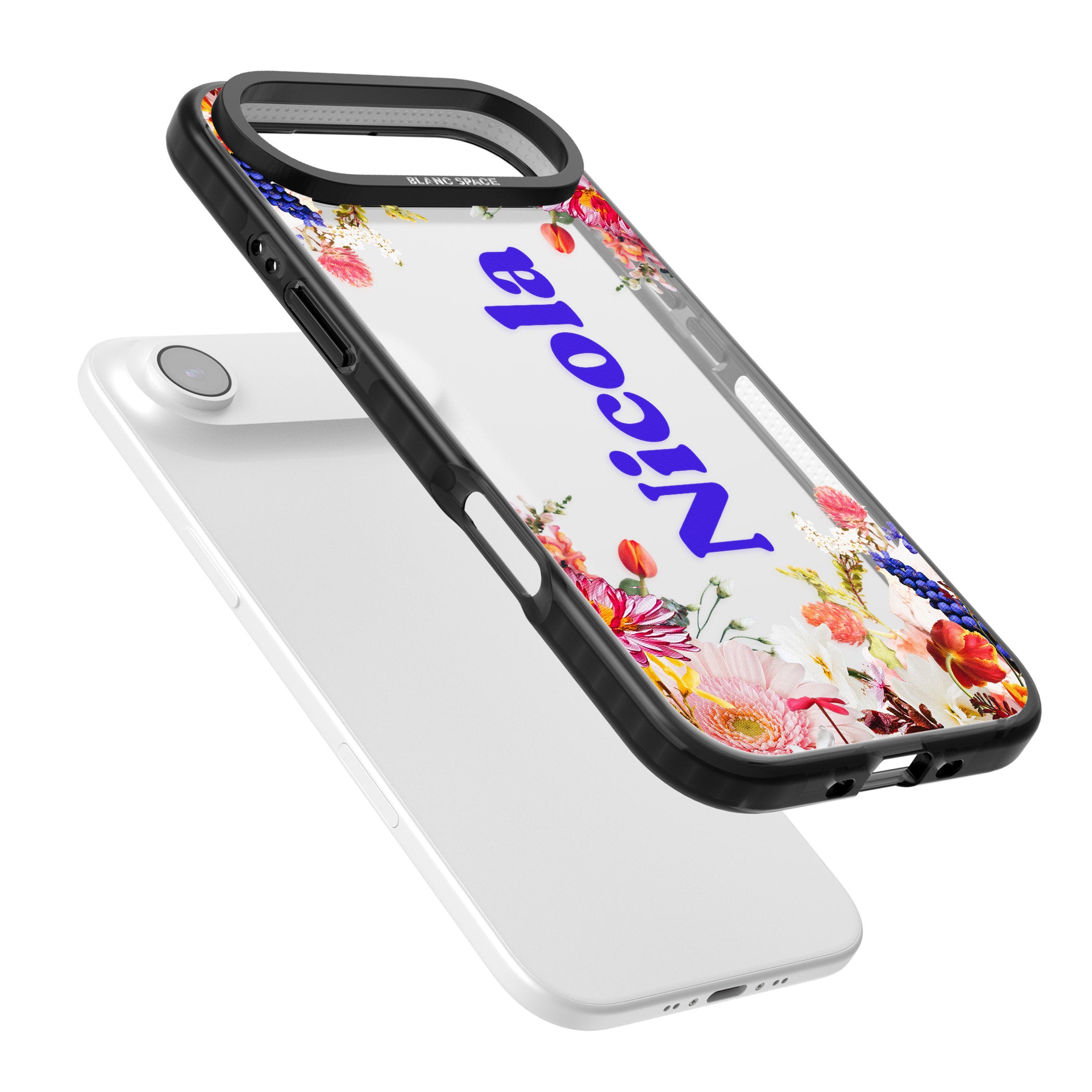 Personalised Floral Name iPhone 17 Air Impact Black Phone Case Colours