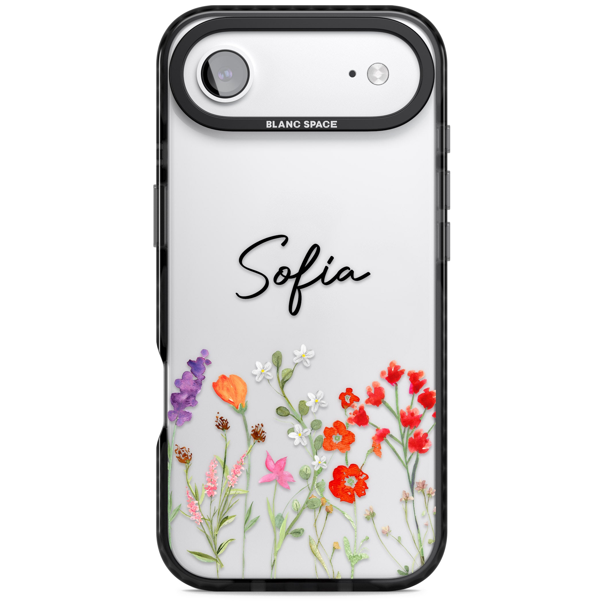 Personalised Spring Wildflowers iPhone 17 Air Impact Black Phone Case