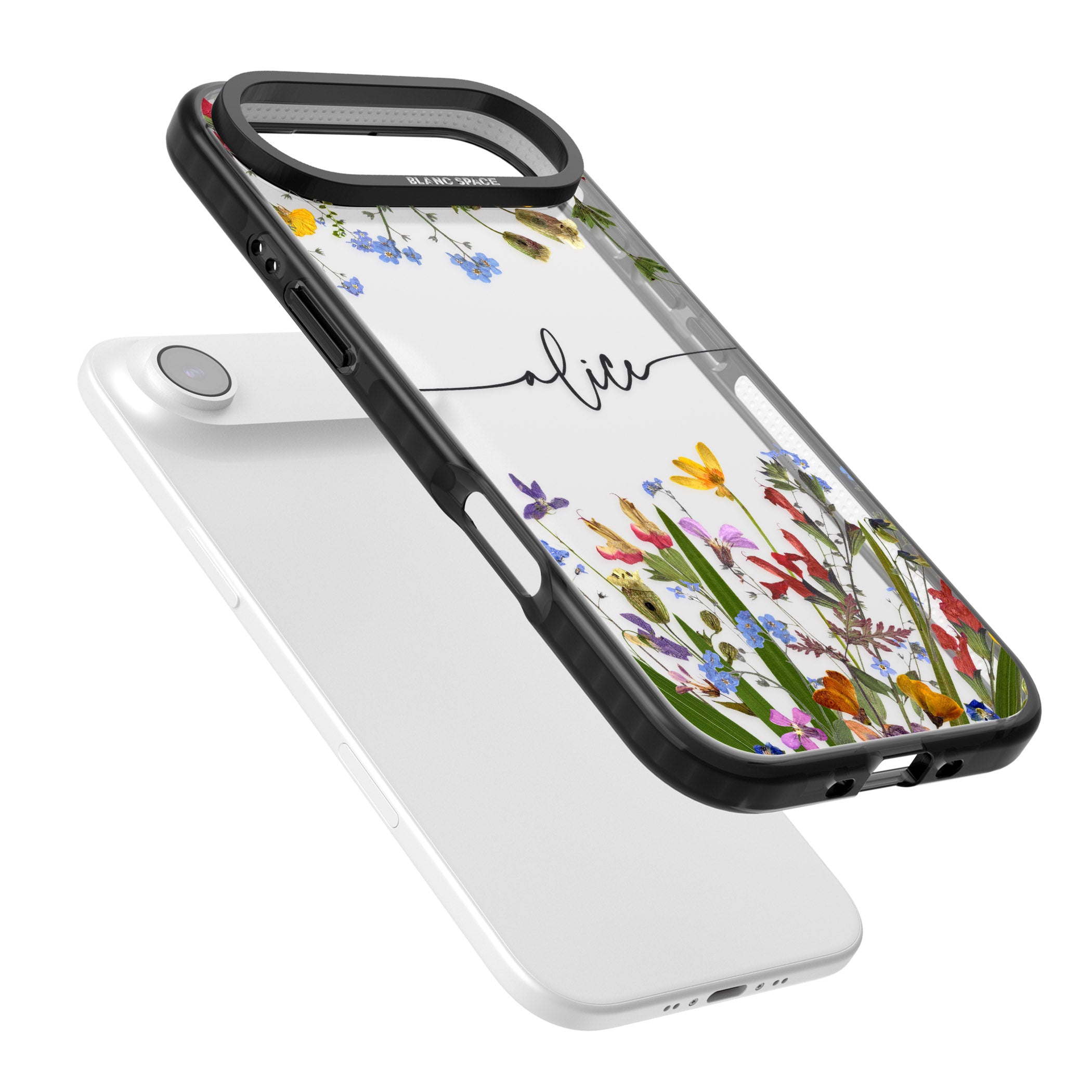 Personalised Wildflower Floral iPhone 17 Air Impact Black Phone Case Colours