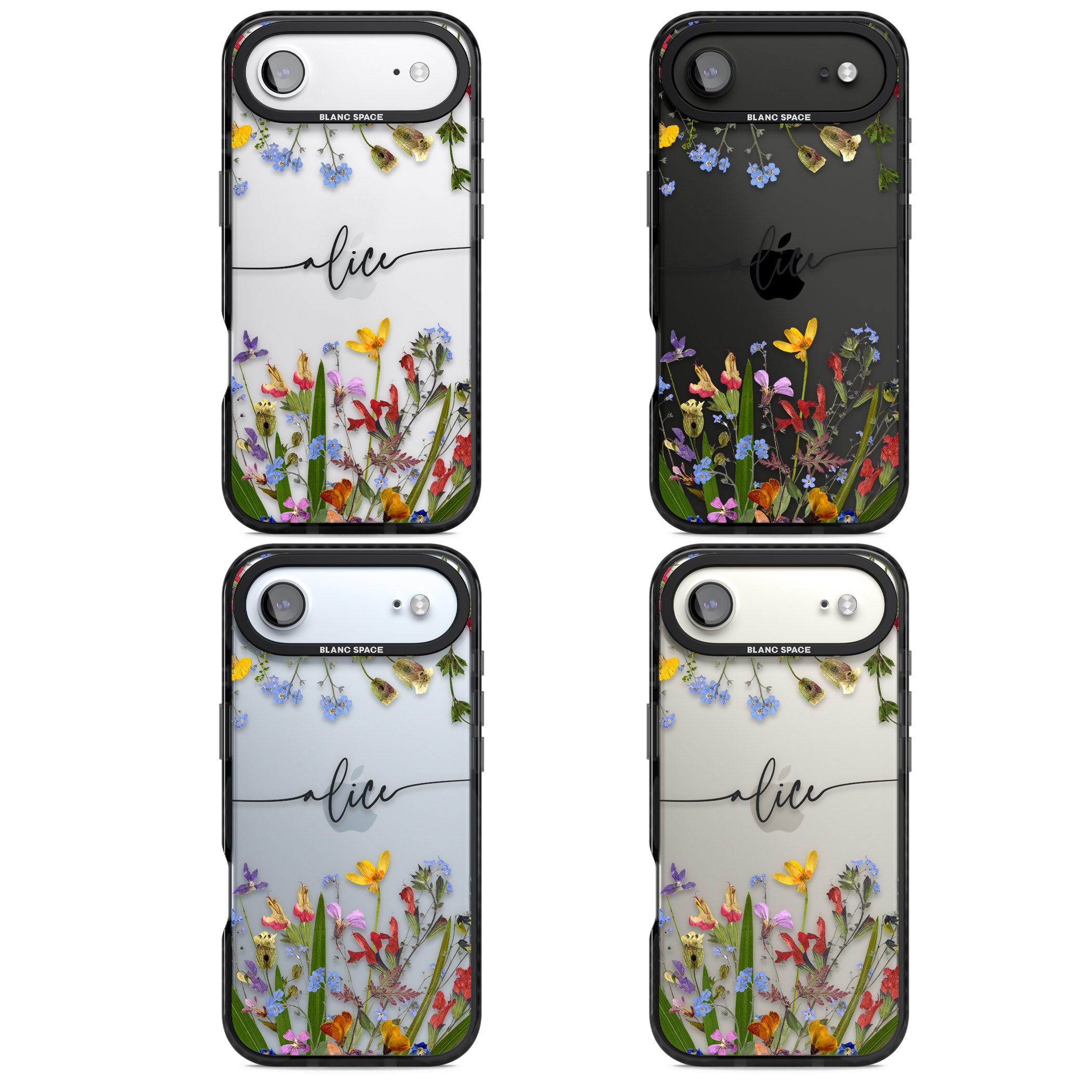 Personalised Wildflower Floral iPhone 17 Air Impact Black Phone Case APT Impact Protection
