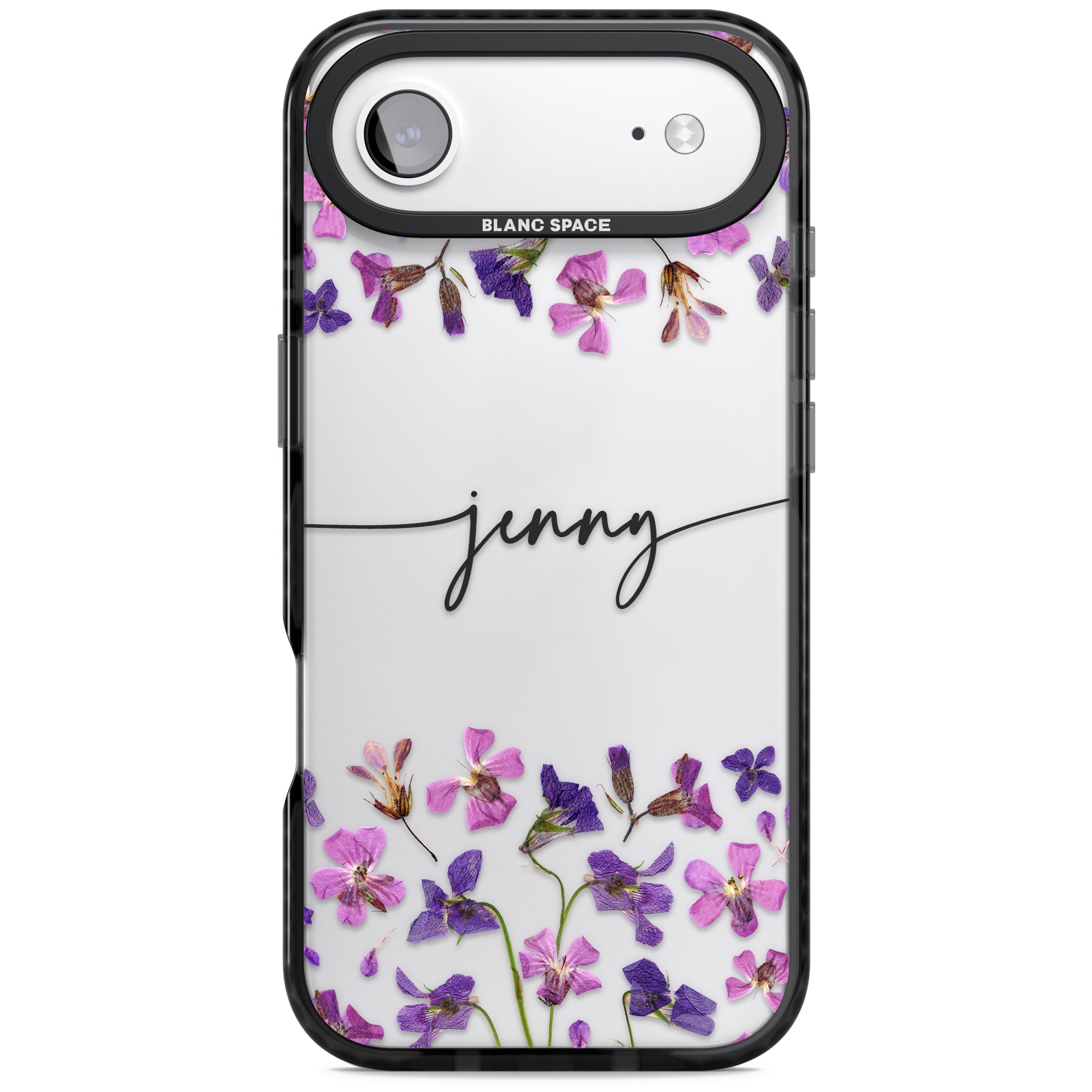 Personalised Purple Violets iPhone 17 Air Impact Black Phone Case