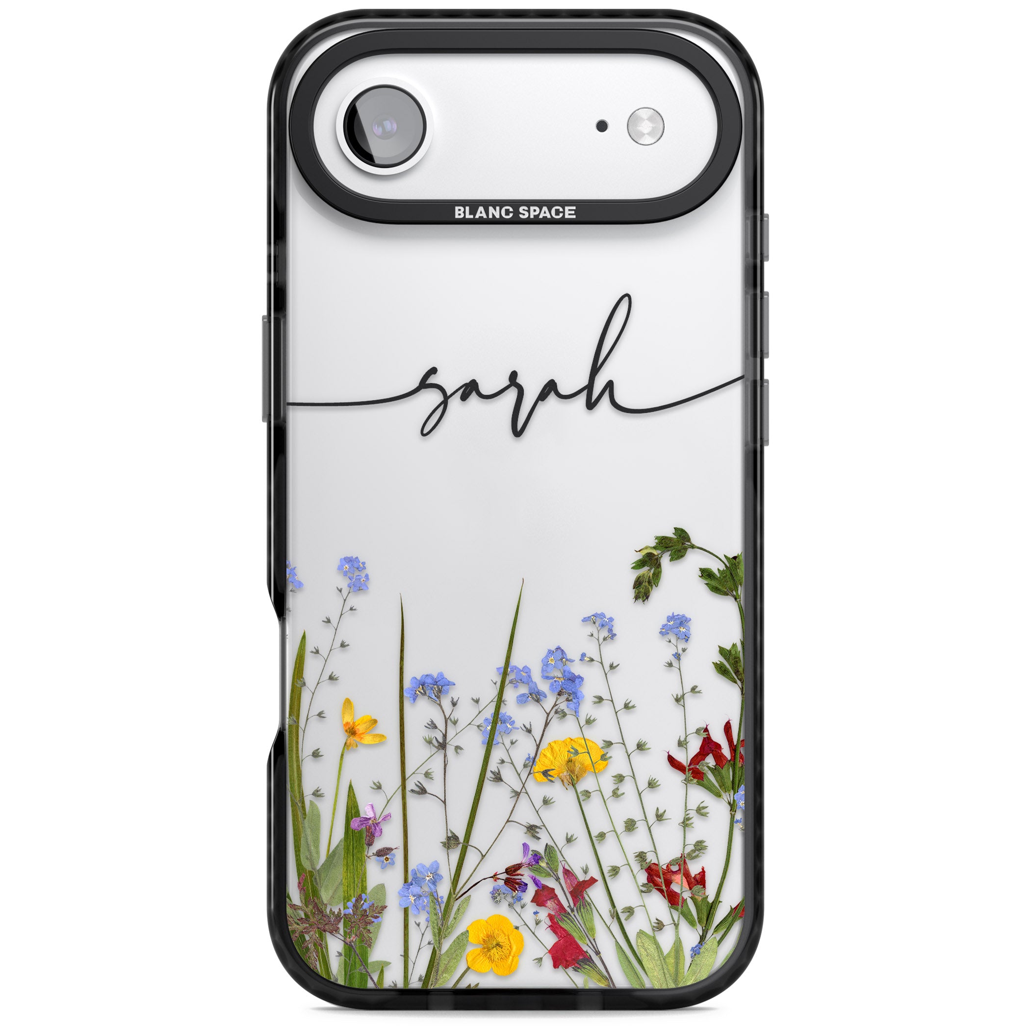Personalised Wildflower Floral iPhone 17 Air Impact Black Phone Case
