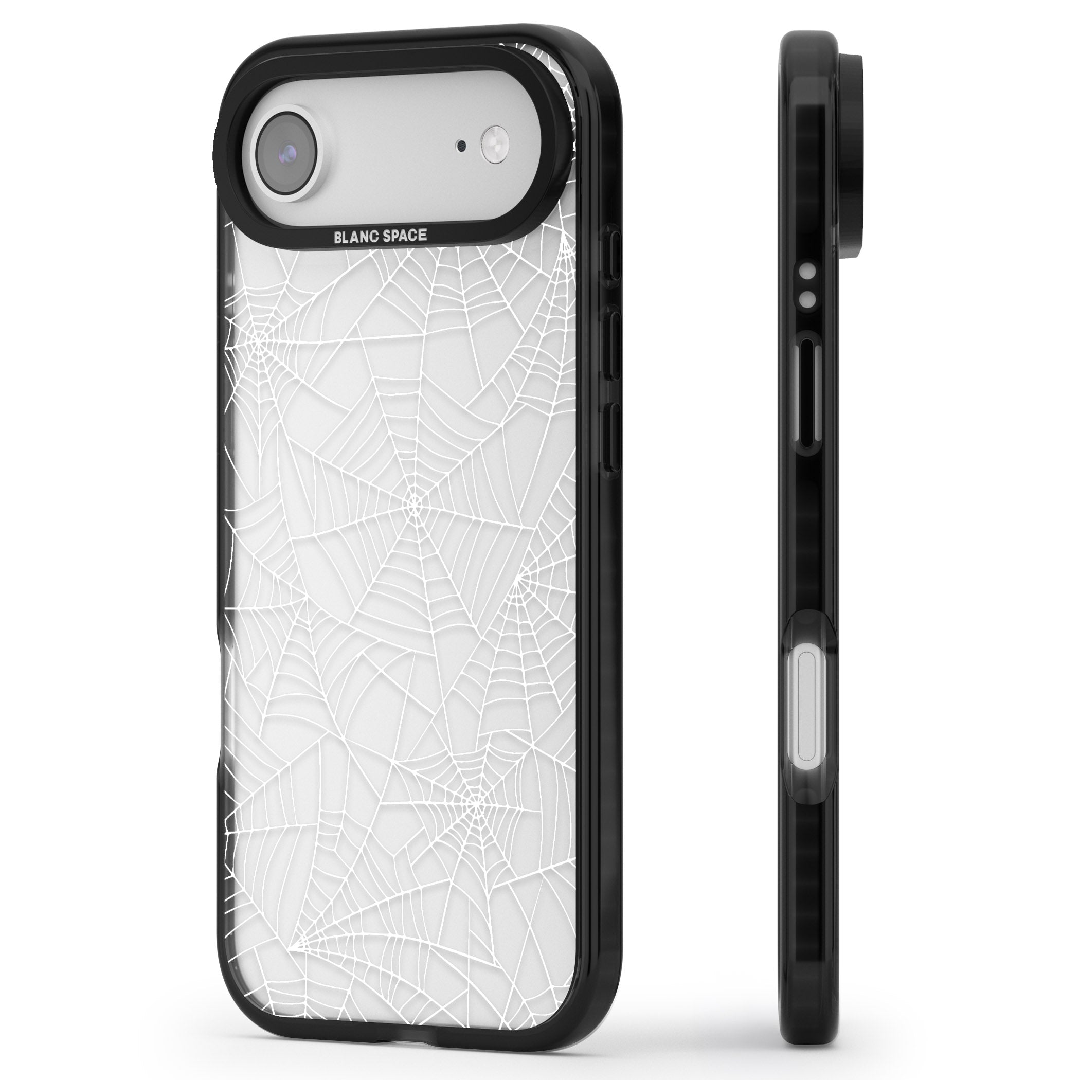Personalised Spider Webs iPhone 17 Air Impact Black Phone Case Side Profile