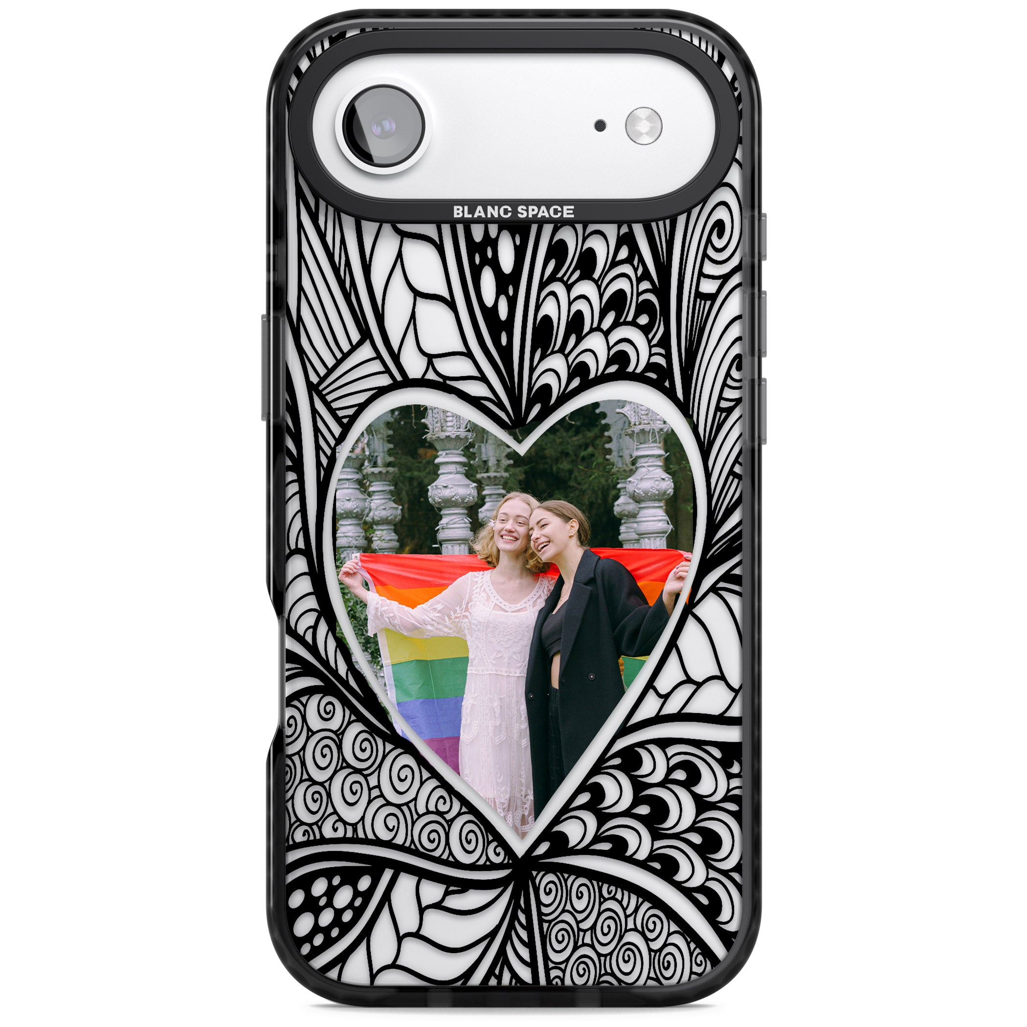 Personalised Henna Heart Photo Case iPhone 17 Air Impact Black Phone Case