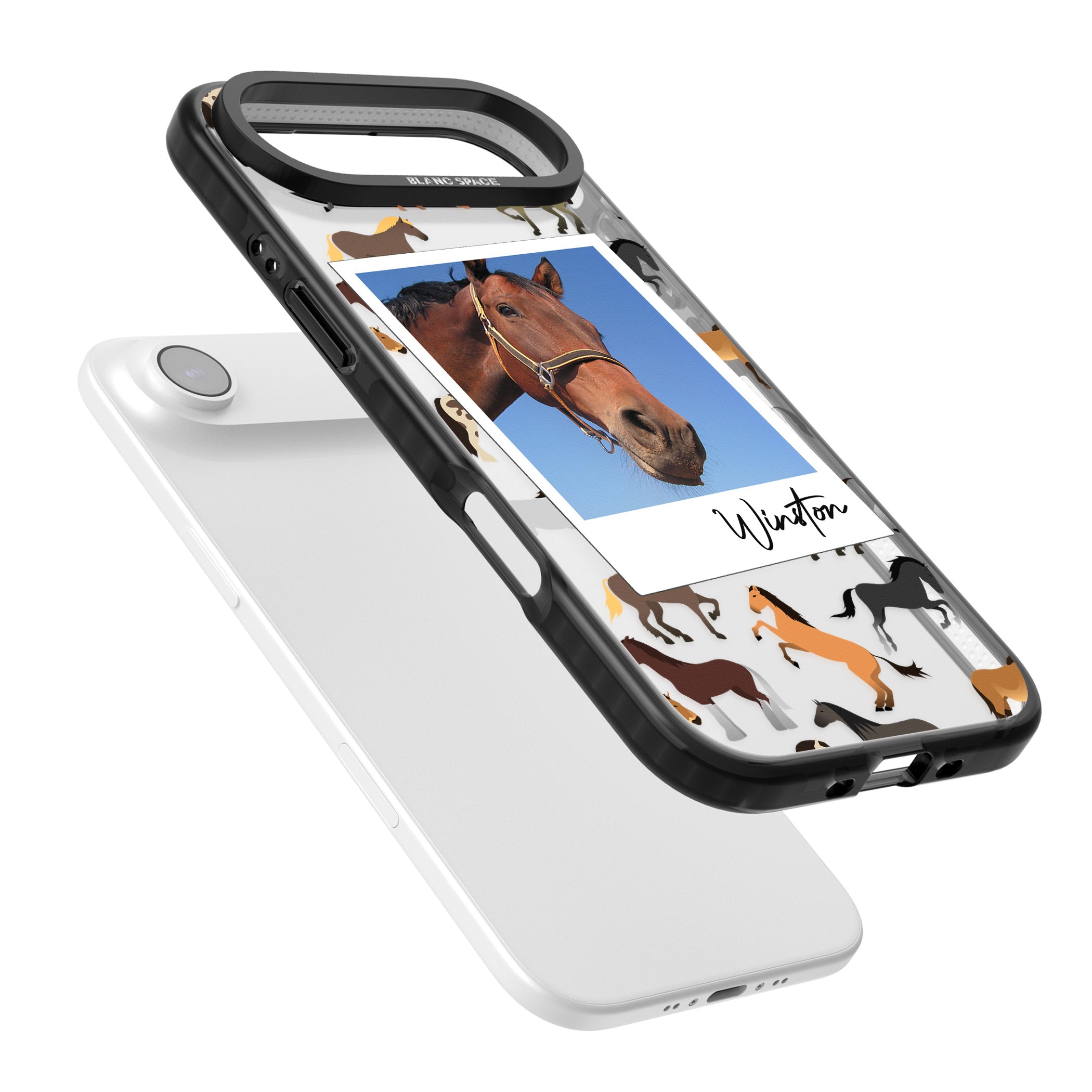 Personalised Horse Polaroid iPhone 17 Air Impact Black Phone Case Colours