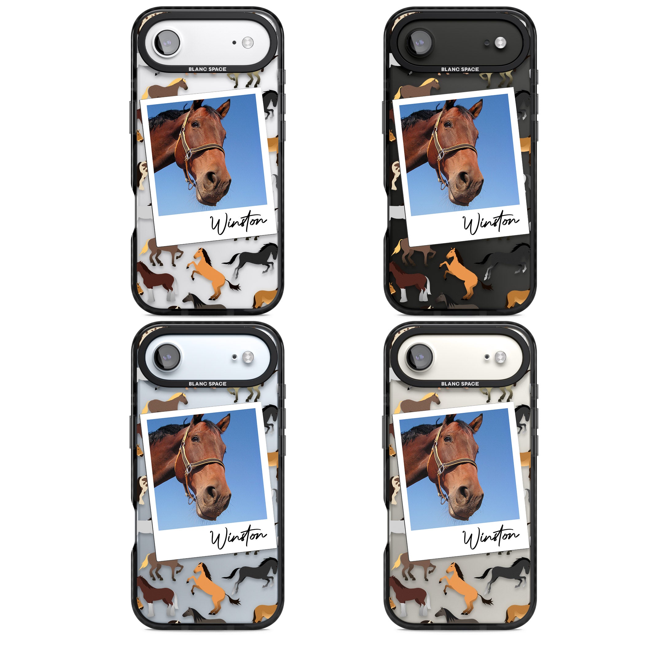 Personalised Horse Polaroid iPhone 17 Air Impact Black Phone Case APT Impact Protection