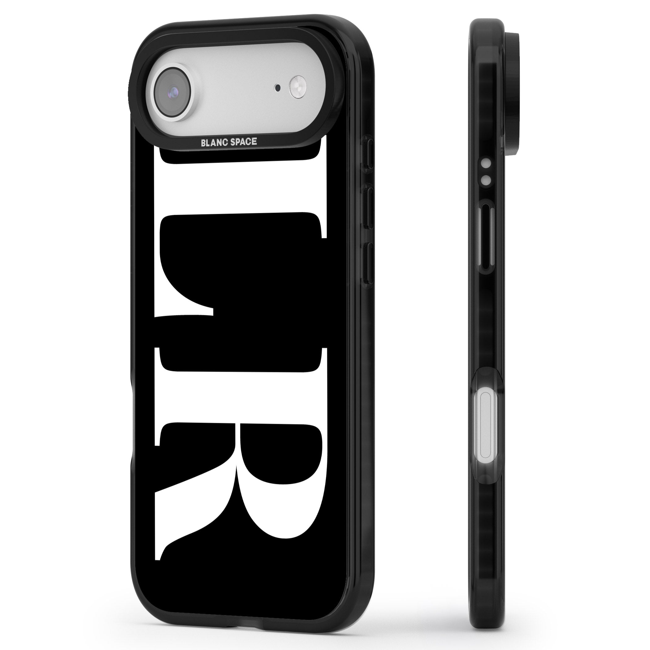 Personalised White & Black Letters iPhone 17 Air Impact Black Phone Case Side Profile