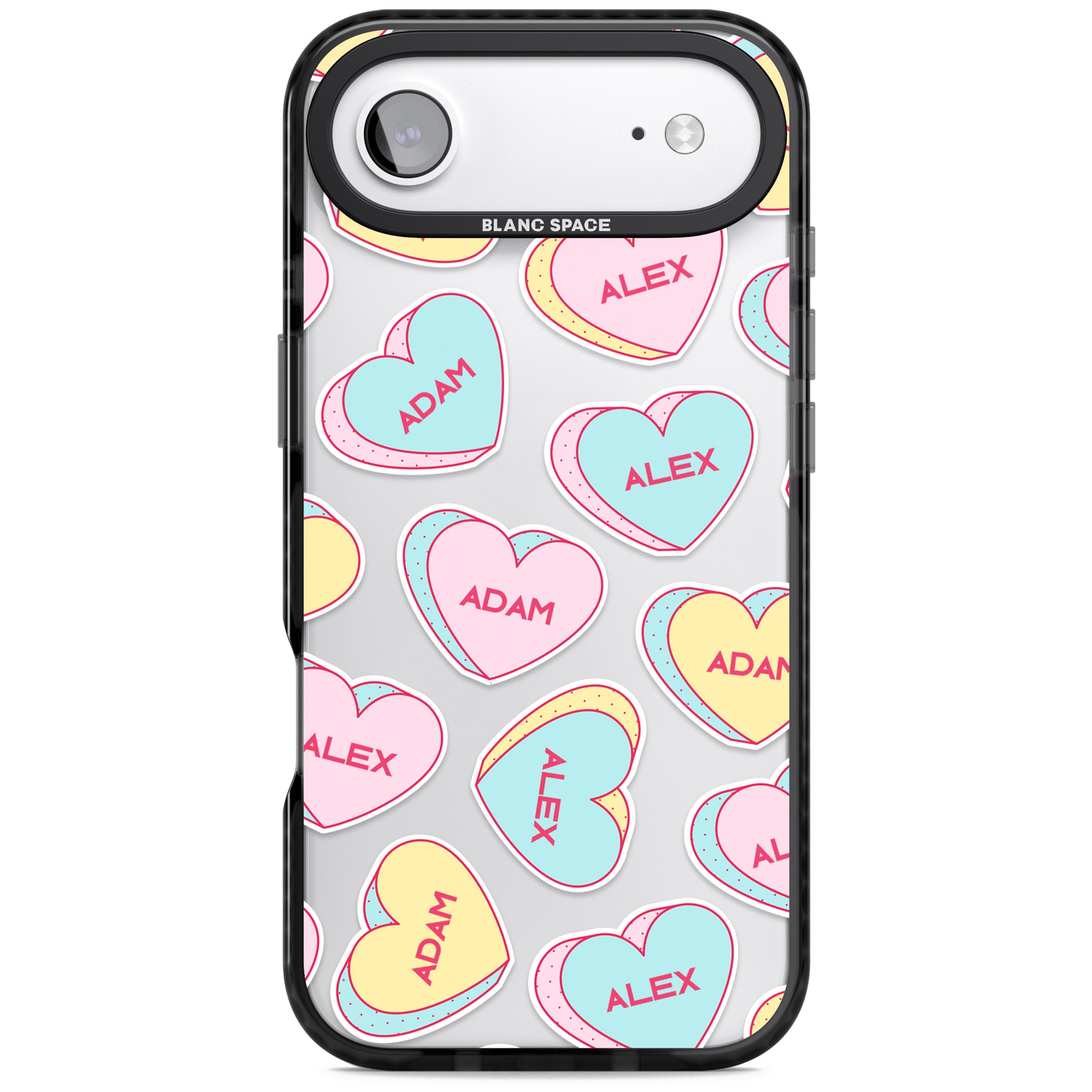 Personalised Love Hearts iPhone 17 Air Impact Black Phone Case