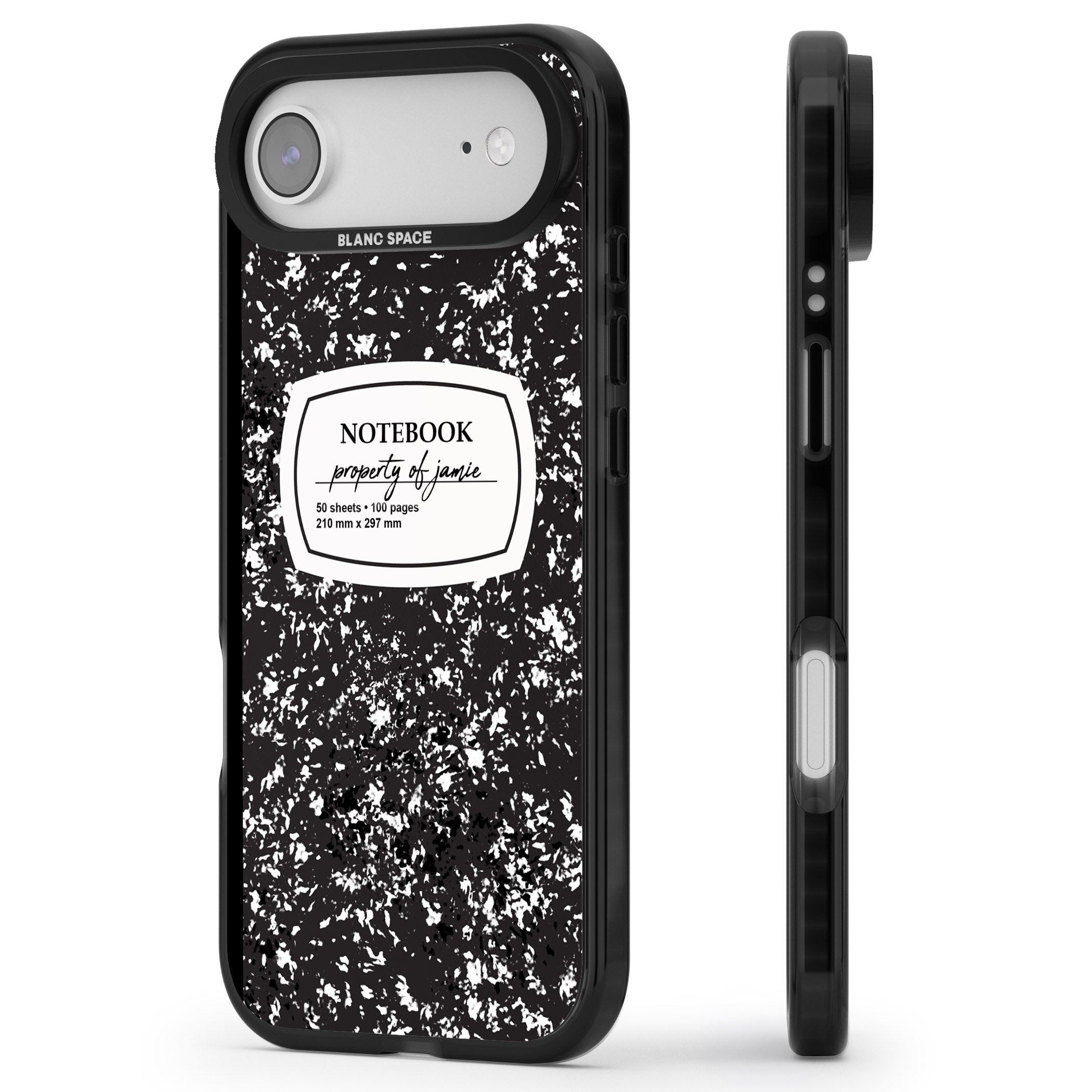 Personalised Classic Composition iPhone 17 Air Impact Black Phone Case Side Profile
