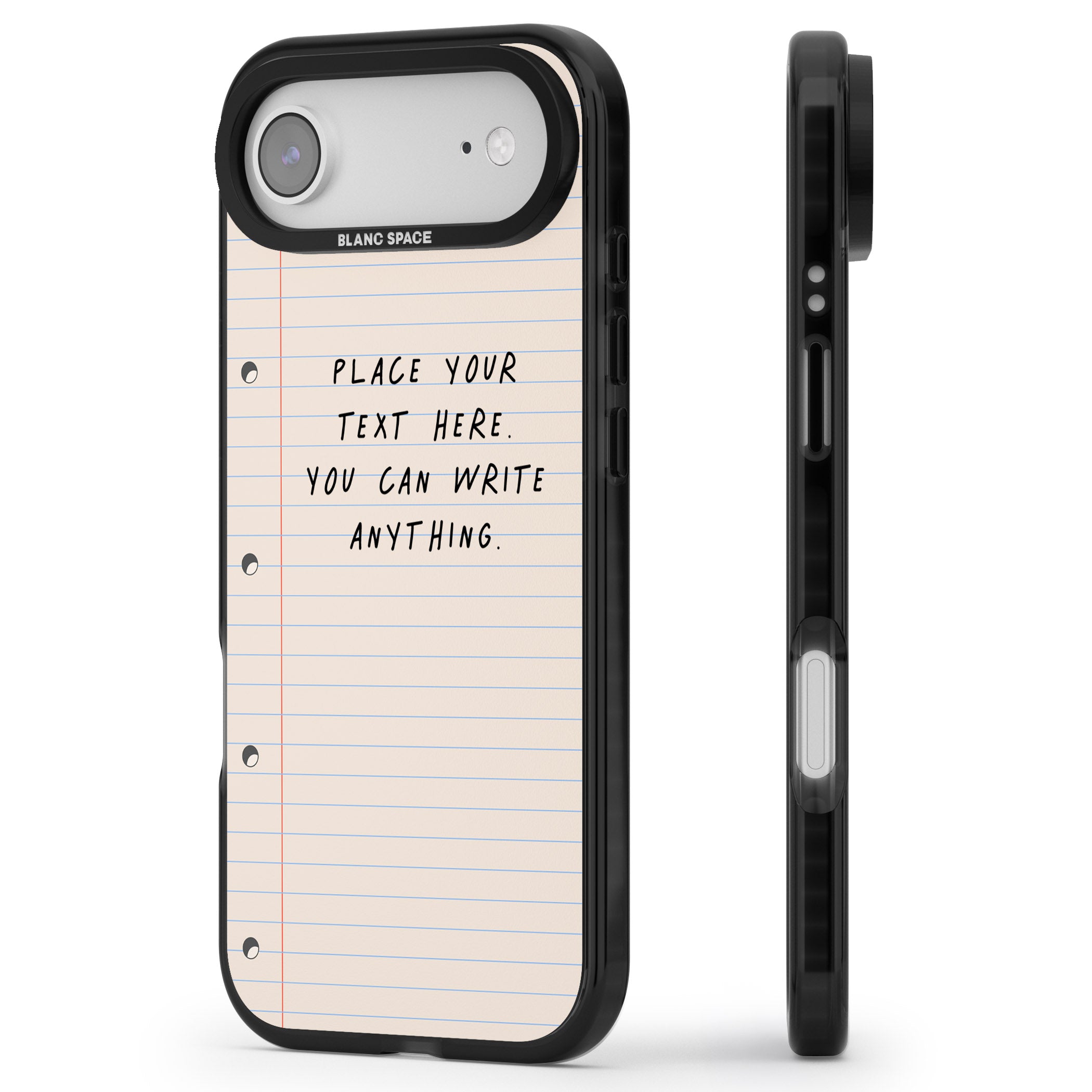 Personalised Lined Paper iPhone 17 Air Impact Black Phone Case Side Profile