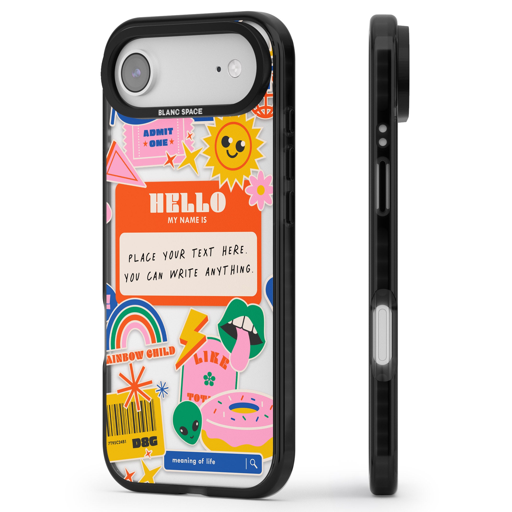 Personalised Retro Vibes Sticker iPhone 17 Air Impact Black Phone Case Side Profile