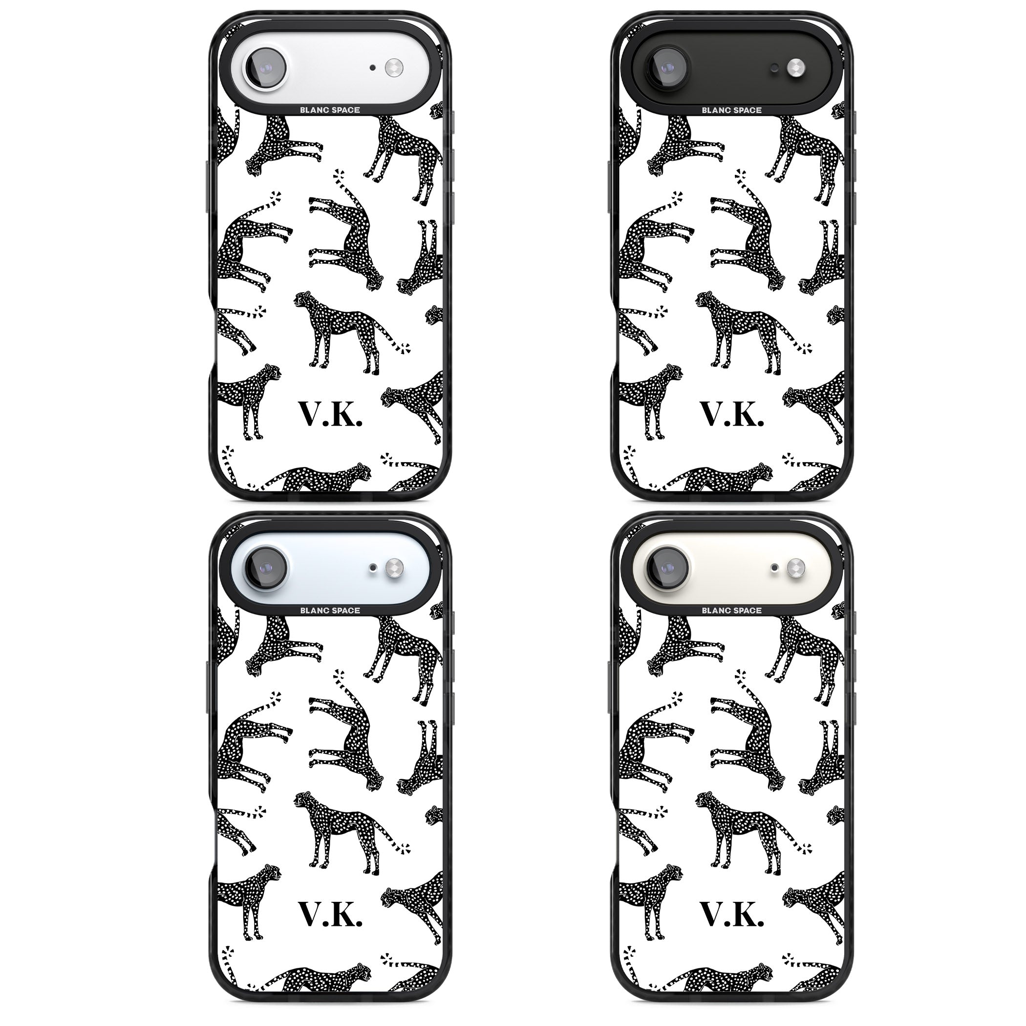 Personalised Black & White Cheetah Pattern iPhone 17 Air Impact Black Phone Case APT Impact Protection