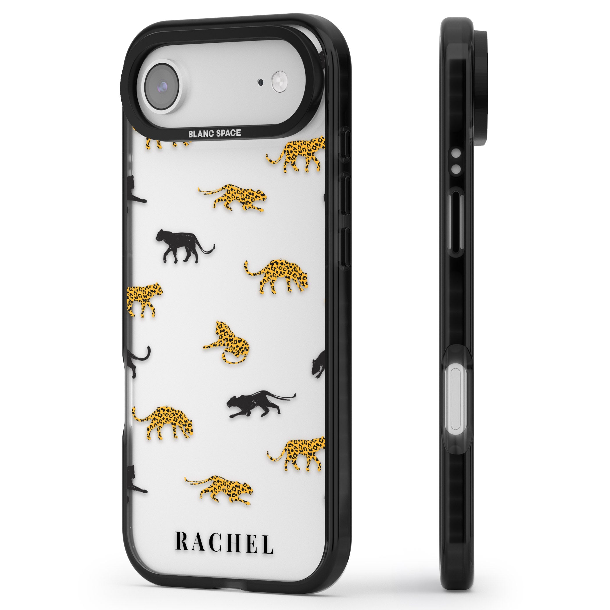 Personalised Jaguar Pattern iPhone 17 Air Impact Black Phone Case Side Profile