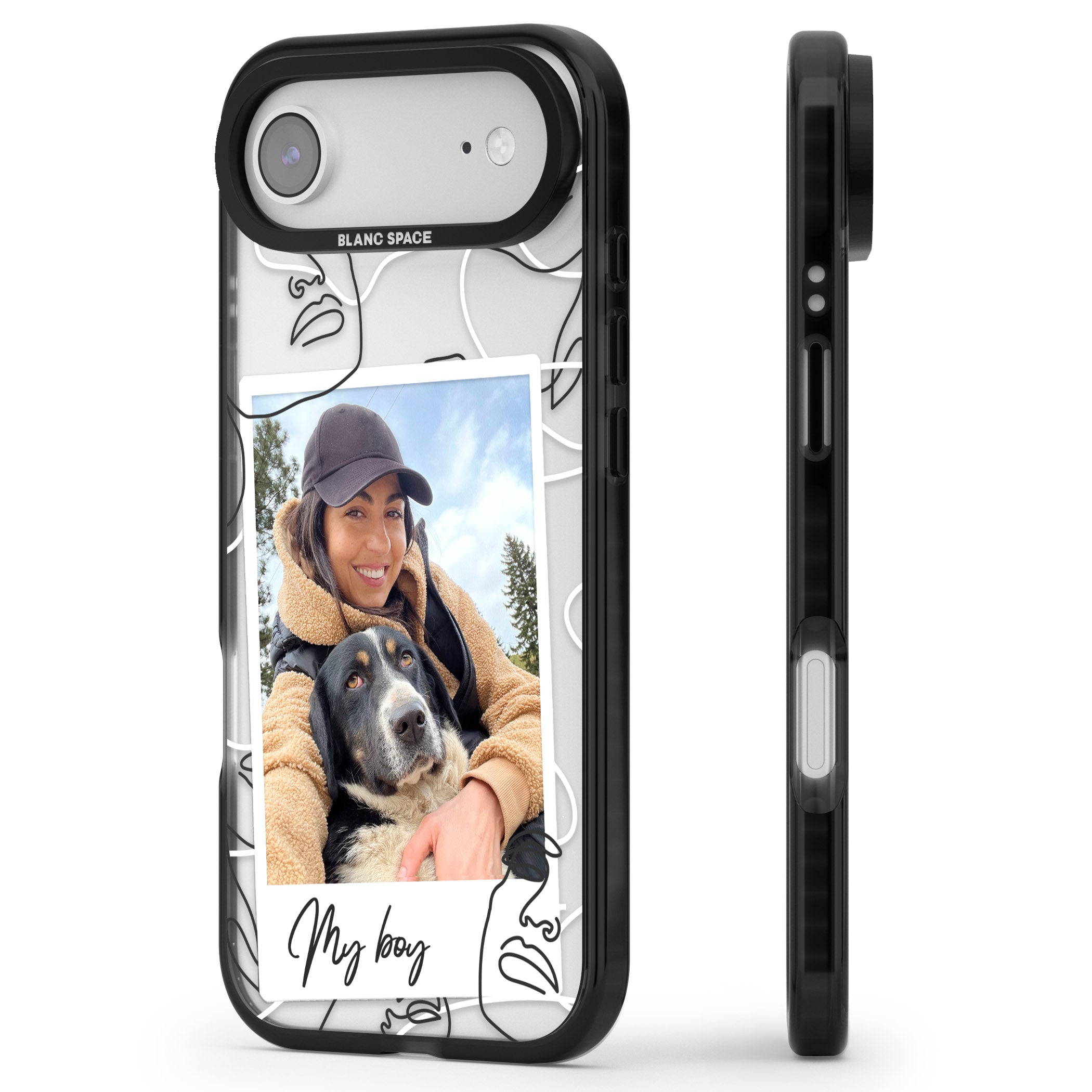 Personalised Abstract Faces Instant Photo iPhone 17 Air Impact Black Phone Case Side Profile