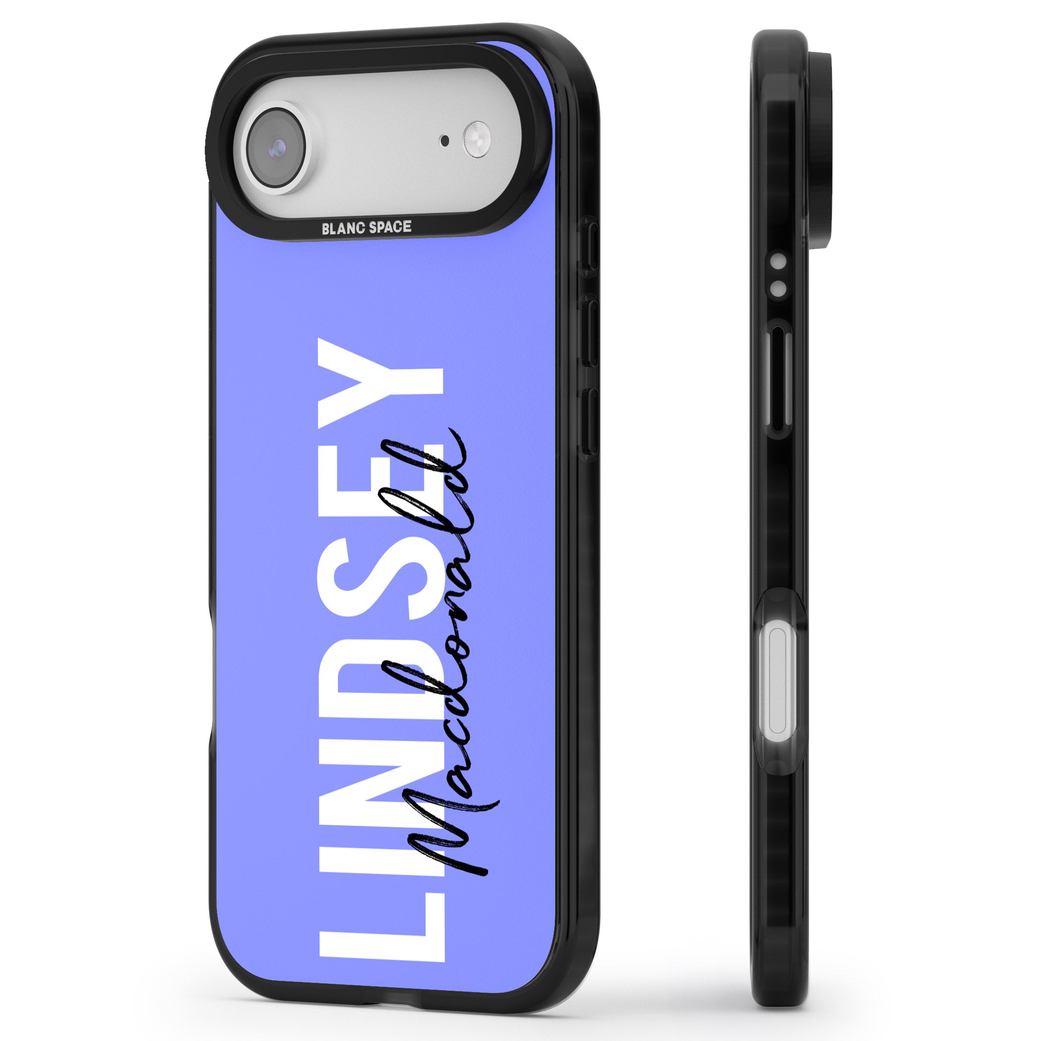 Personalised Bold Name: Purple iPhone 17 Air Impact Black Phone Case Side Profile