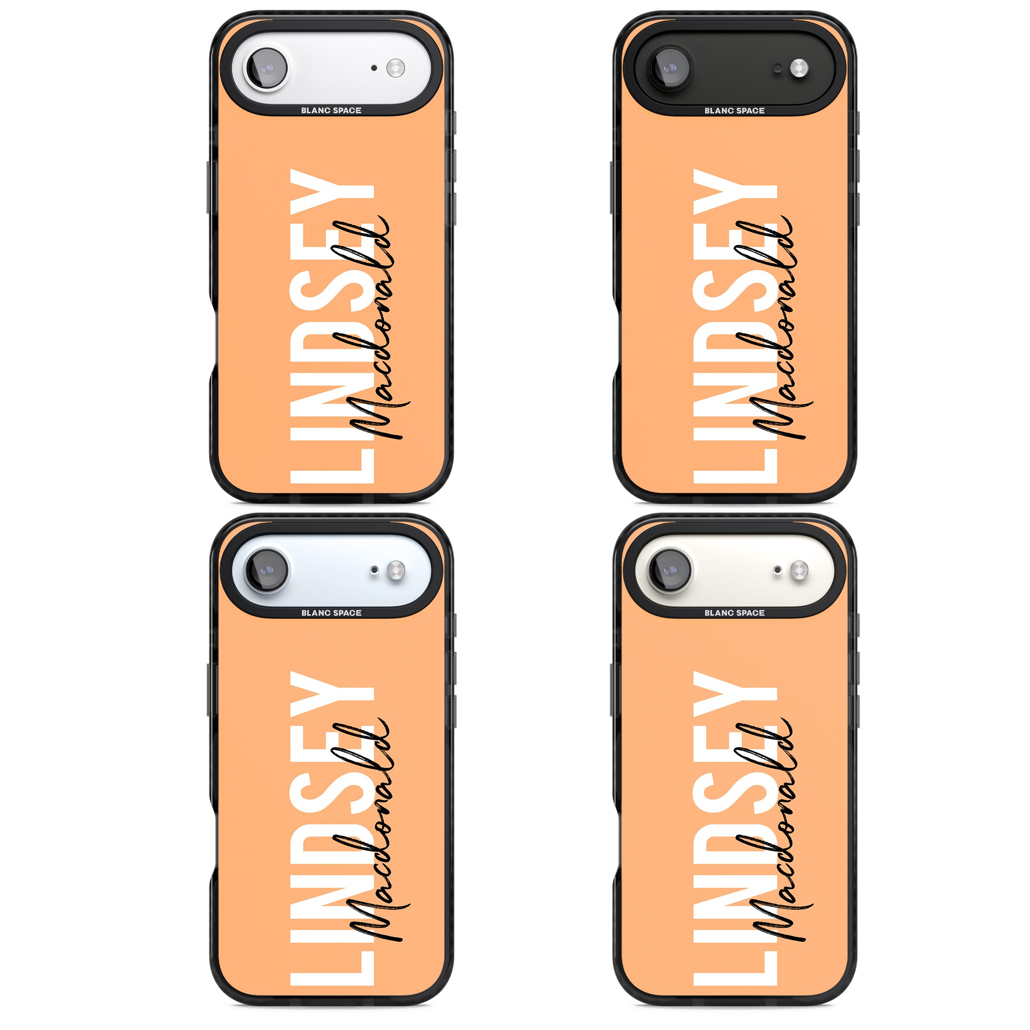 Personalised Bold Name: Peach iPhone 17 Air Impact Black Phone Case APT Impact Protection