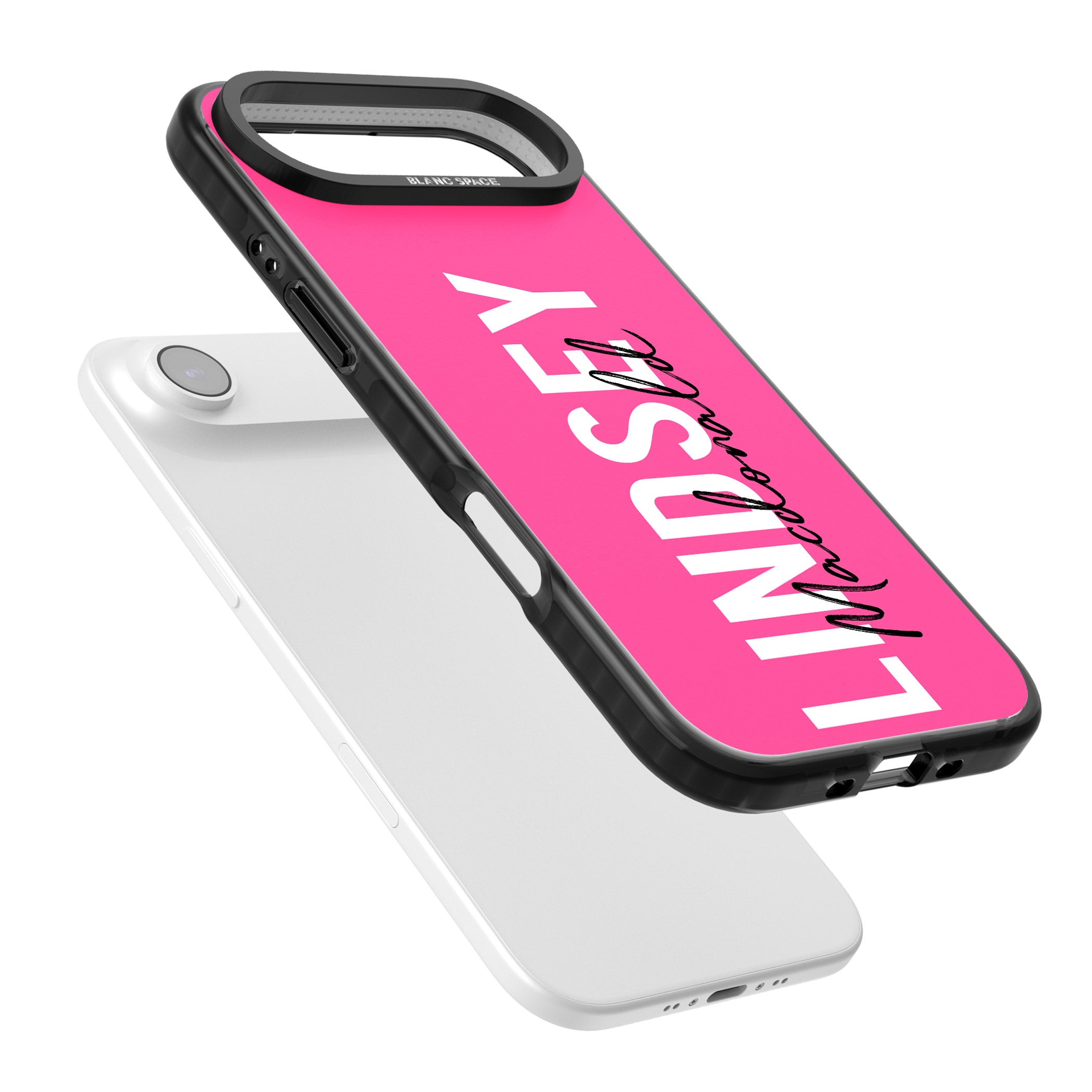 Personalised Bold Name: Pink iPhone 17 Air Impact Black Phone Case Colours