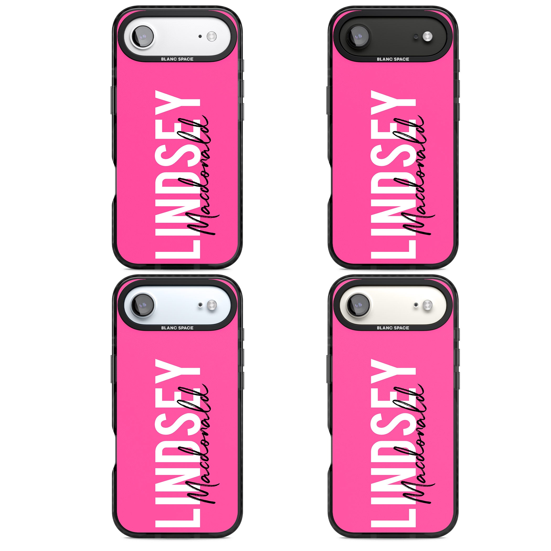 Personalised Bold Name: Pink iPhone 17 Air Impact Black Phone Case APT Impact Protection