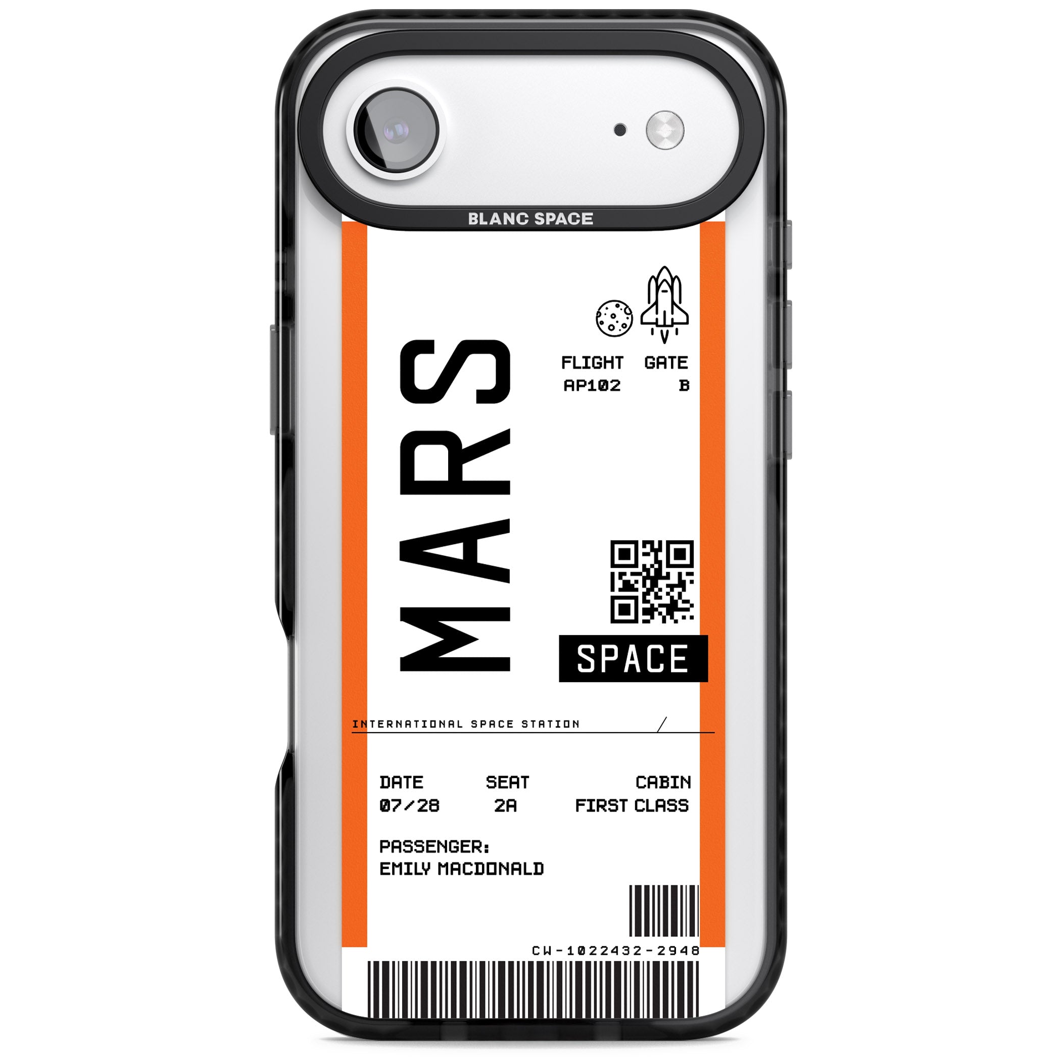 Personalised Mars Travel Ticket iPhone 17 Air Impact Black Phone Case