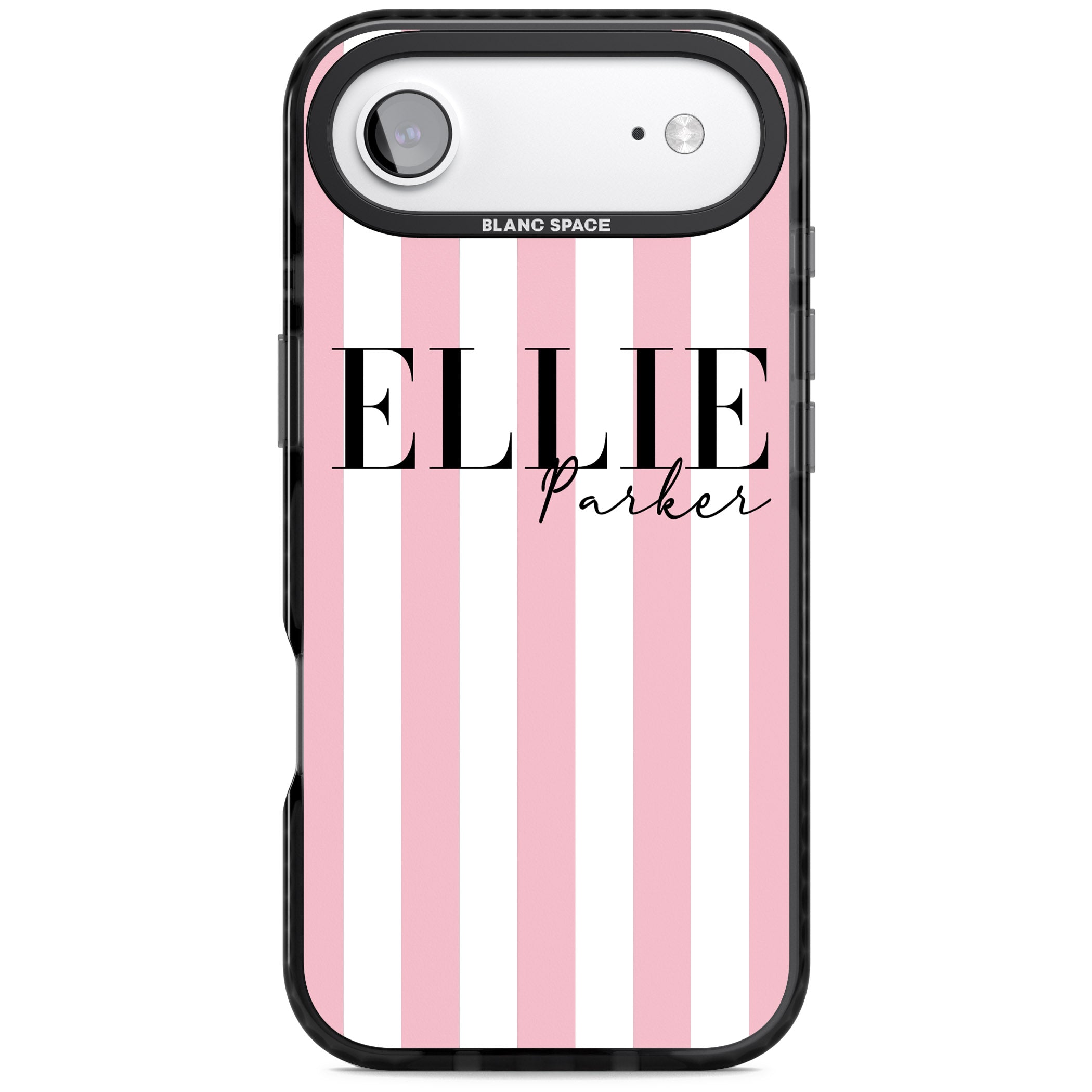 Personalised Pink Stripes iPhone 17 Air Impact Black Phone Case