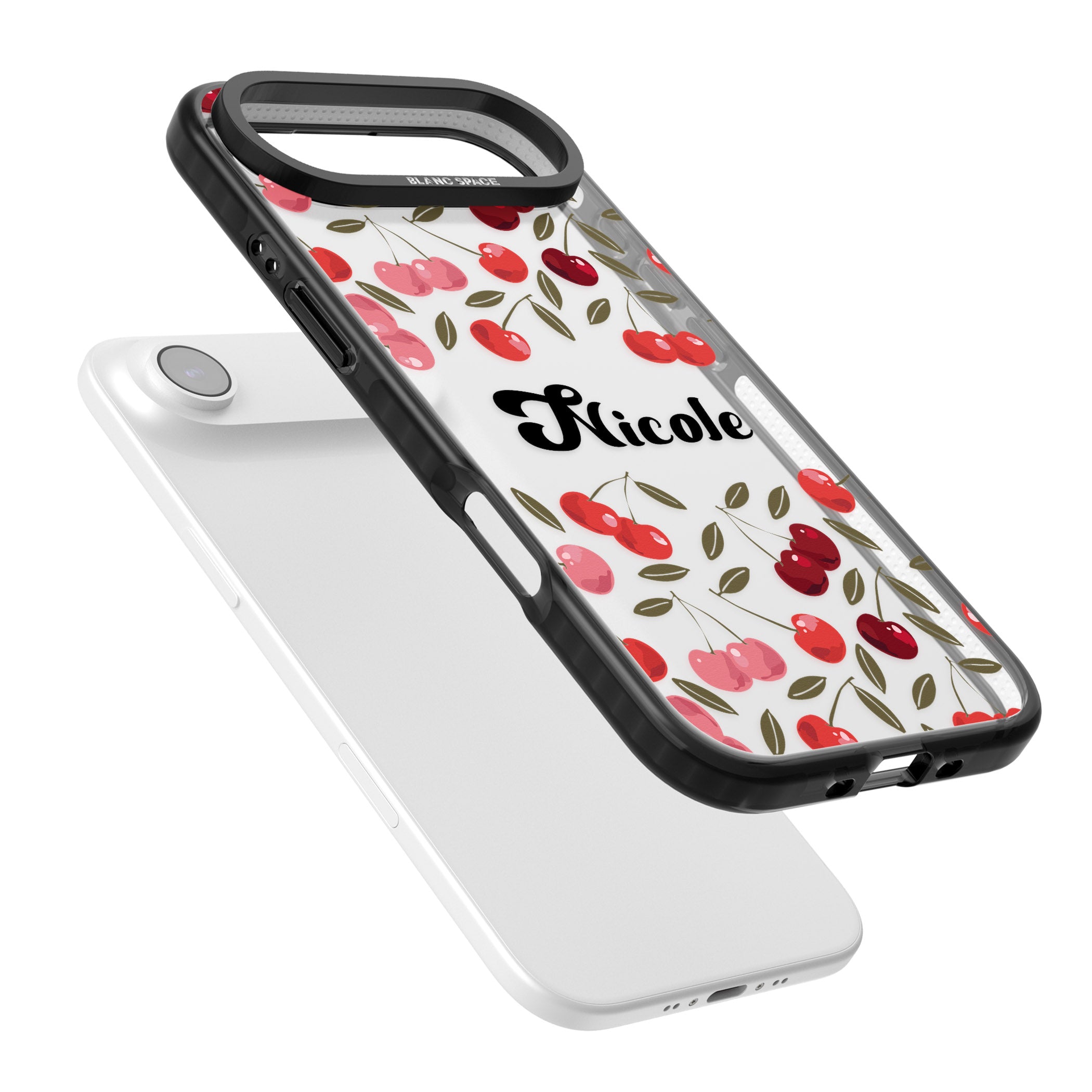 Personalised Cherry Pattern iPhone 17 Air Impact Black Phone Case Colours