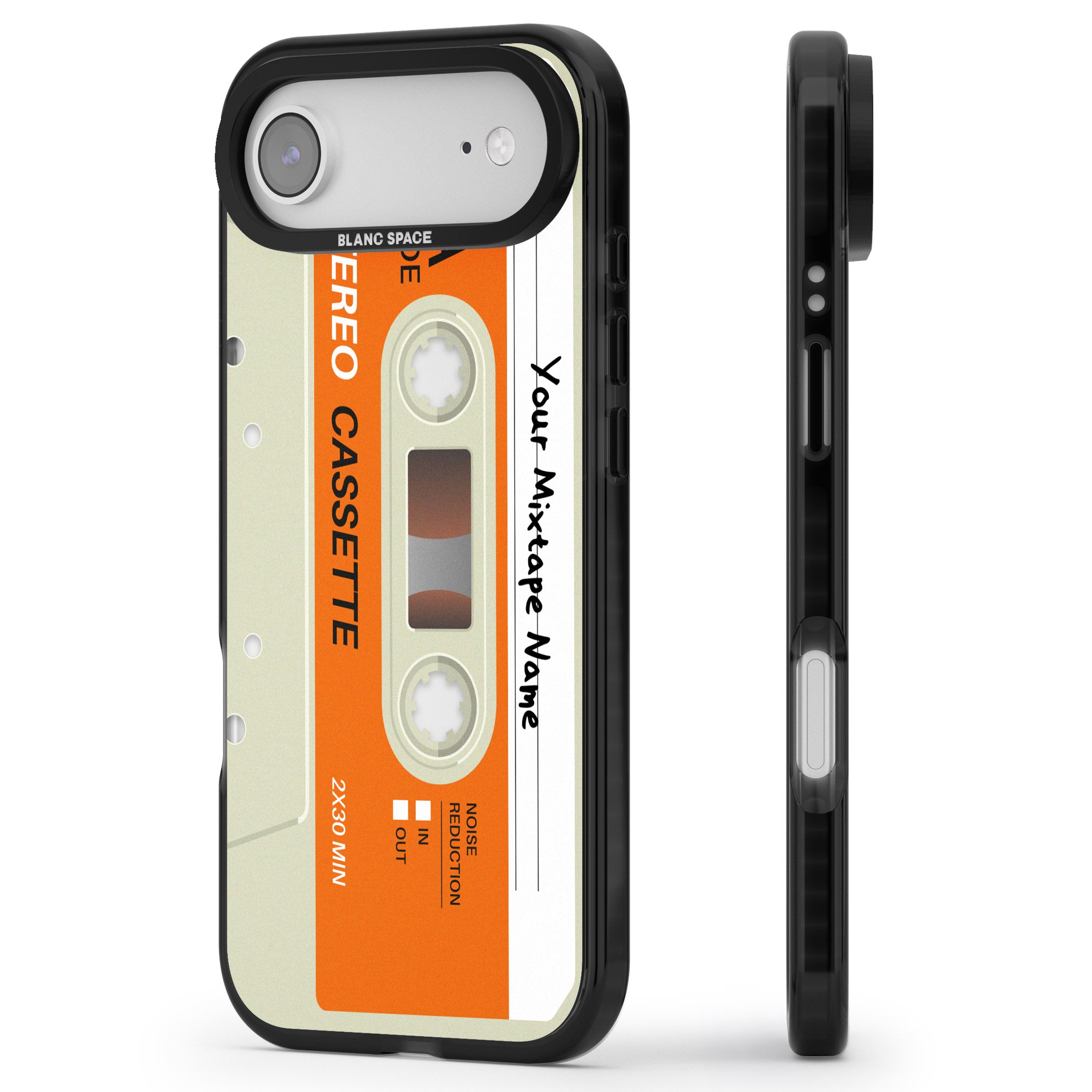 Personalised Retro Cassette Classic iPhone 17 Air Impact Black Phone Case Side Profile