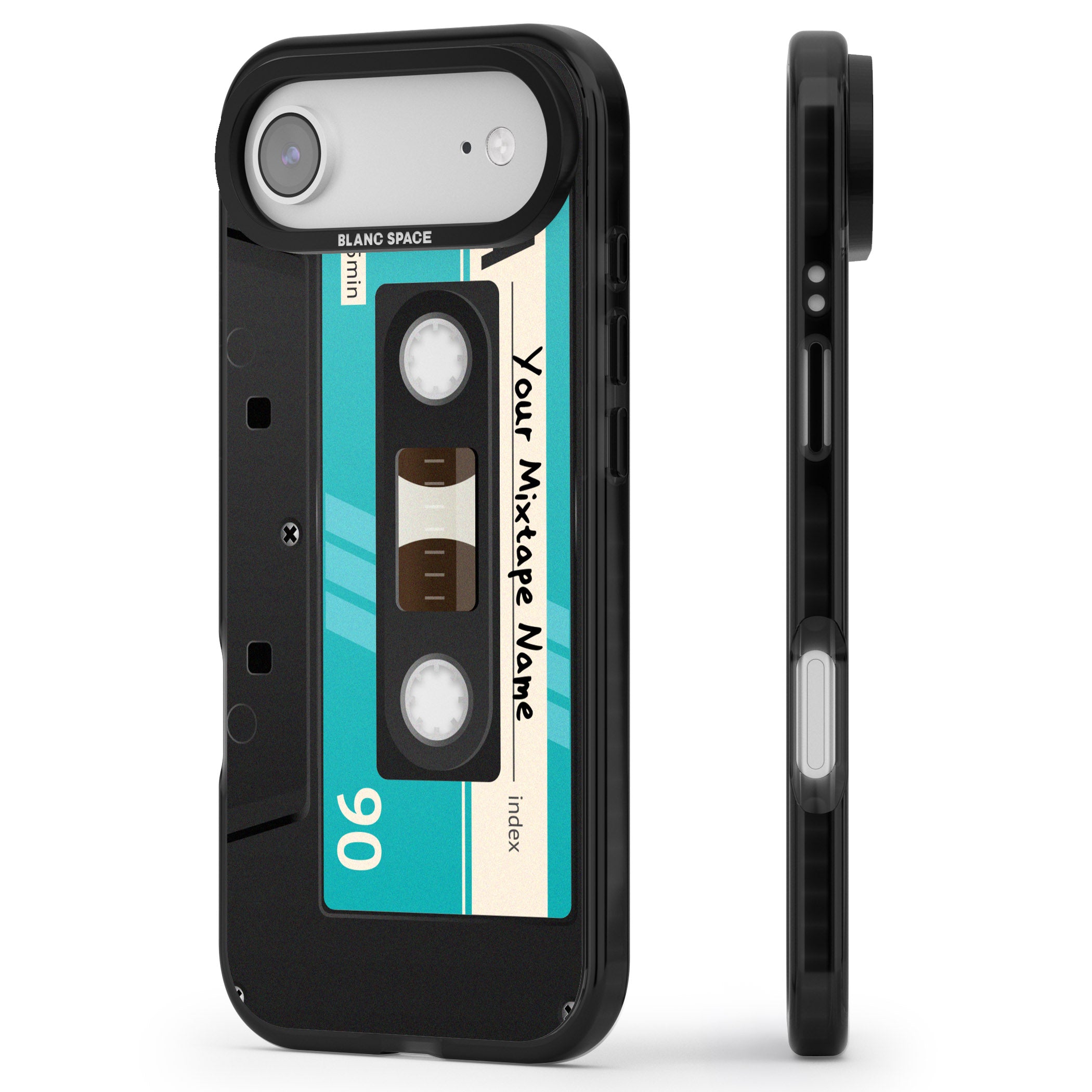 Personalised Retro Mixtape Dark iPhone 17 Air Impact Black Phone Case Side Profile