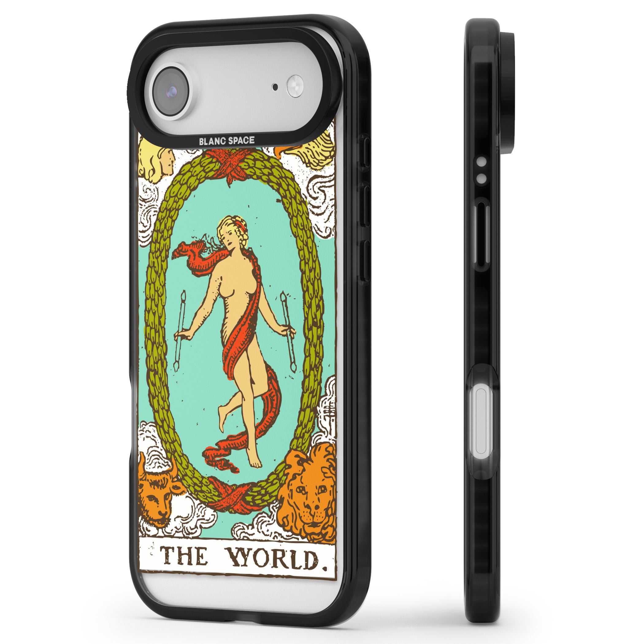 Personalised The World Tarot Card (Color) iPhone 17 Air Impact Black Phone Case Side Profile