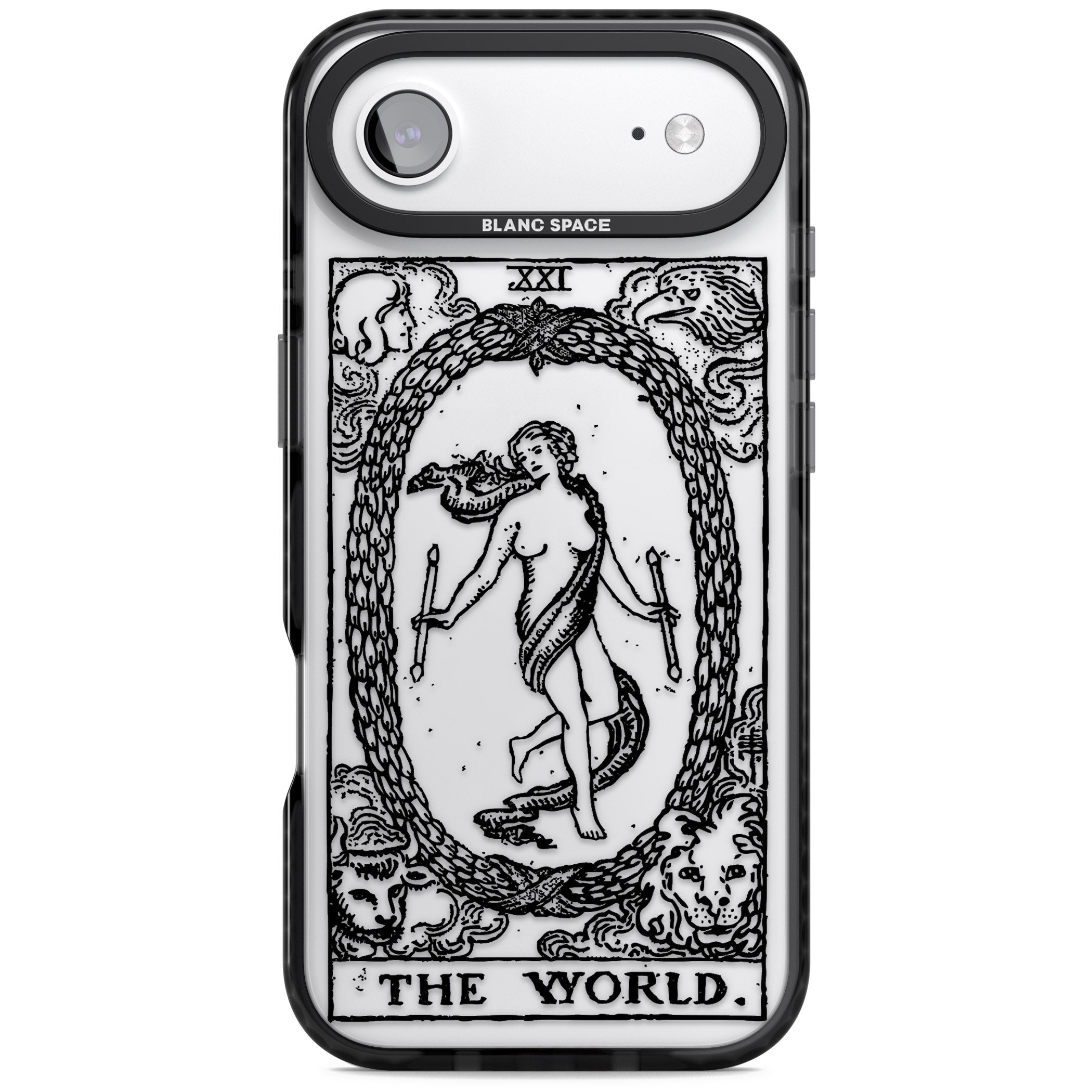Personalised The World Tarot Card (Clear) iPhone 17 Air Impact Black Phone Case