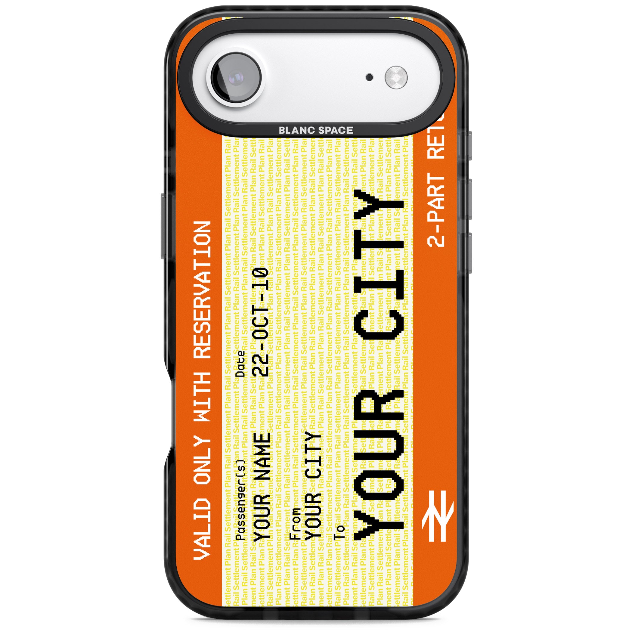 Personalised Create Your Own Train Ticket iPhone 17 Air Impact Black Phone Case