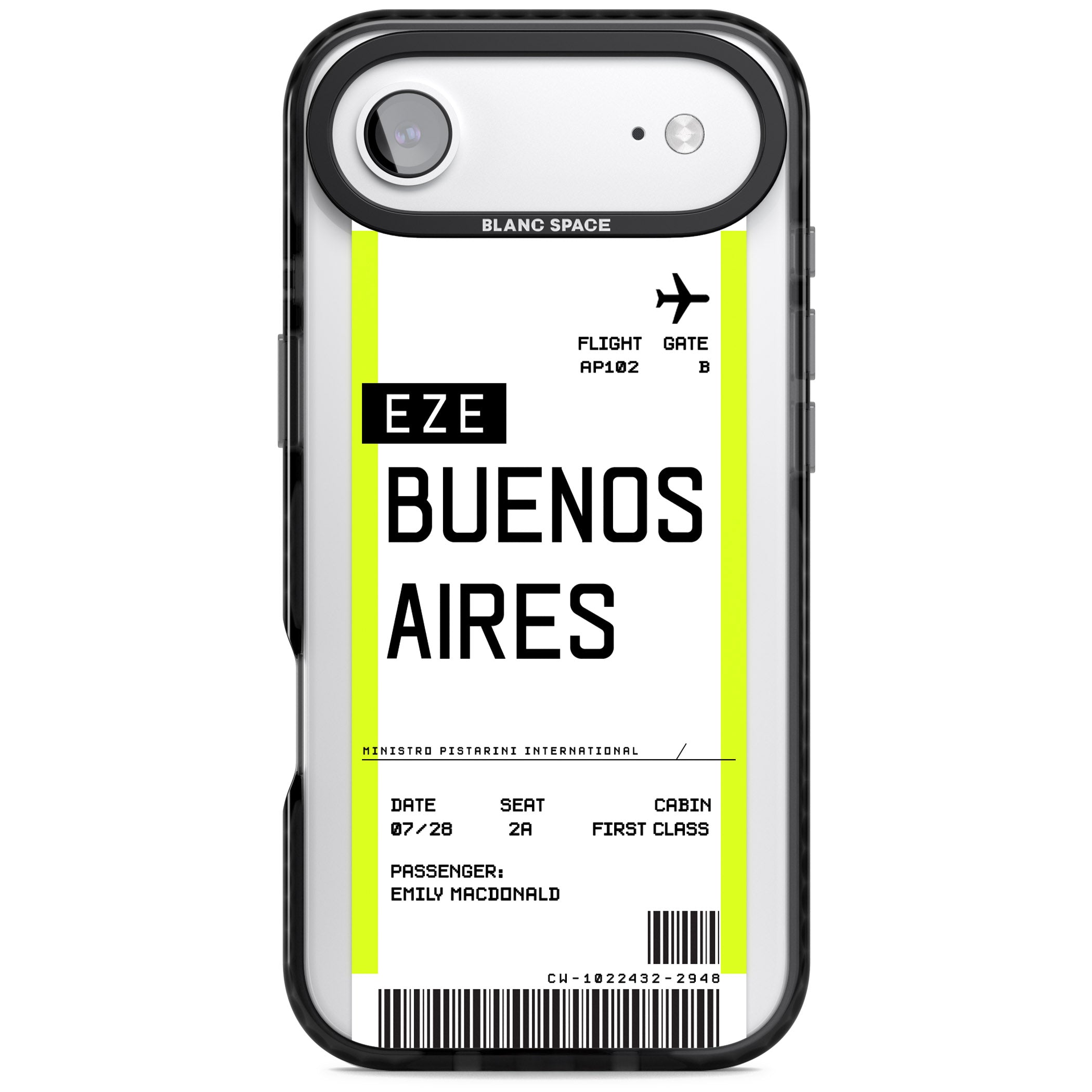 Personalised Buenos Aires Boarding Pass iPhone 17 Air Impact Black Phone Case