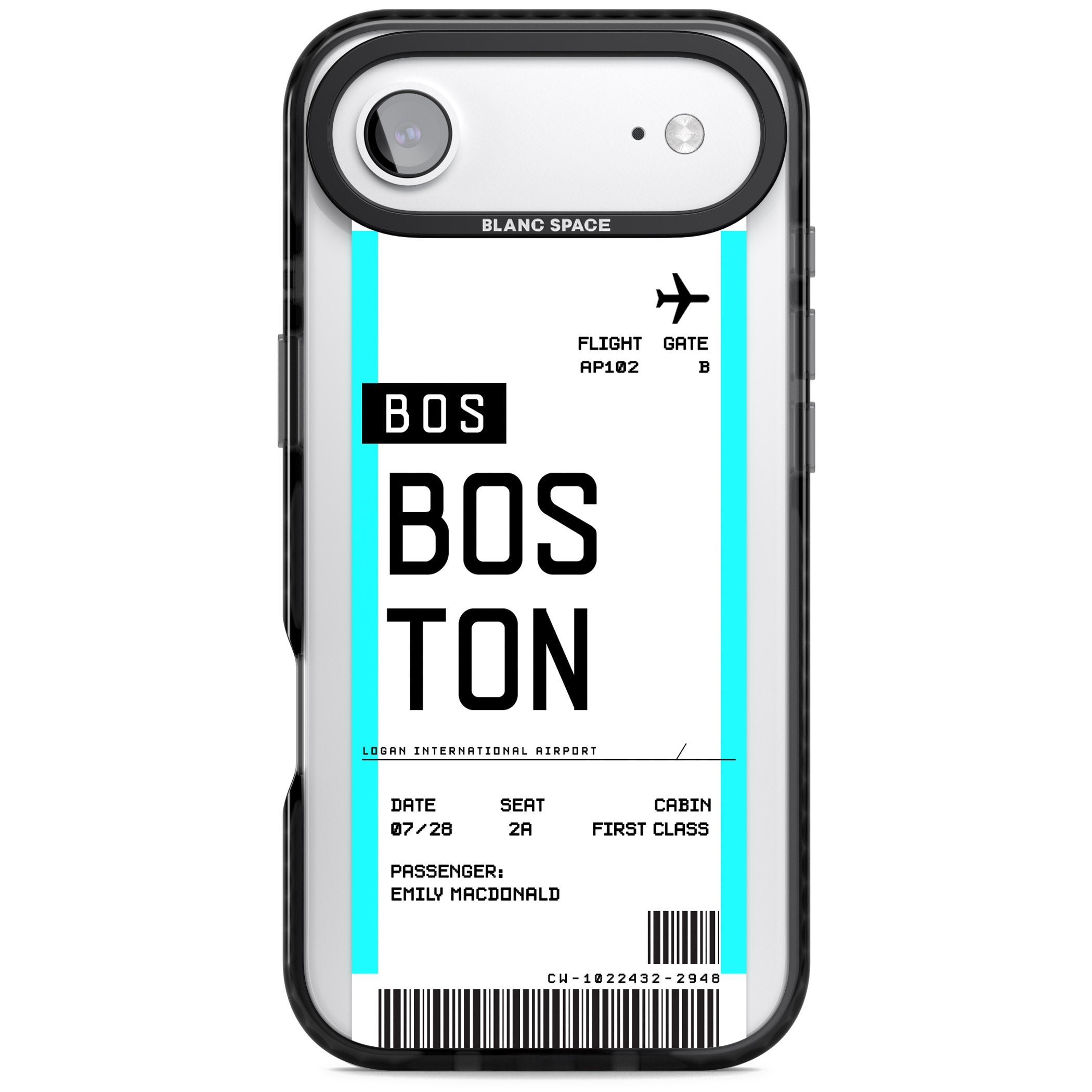 Personalised Boston Boarding Pass iPhone 17 Air Impact Black Phone Case