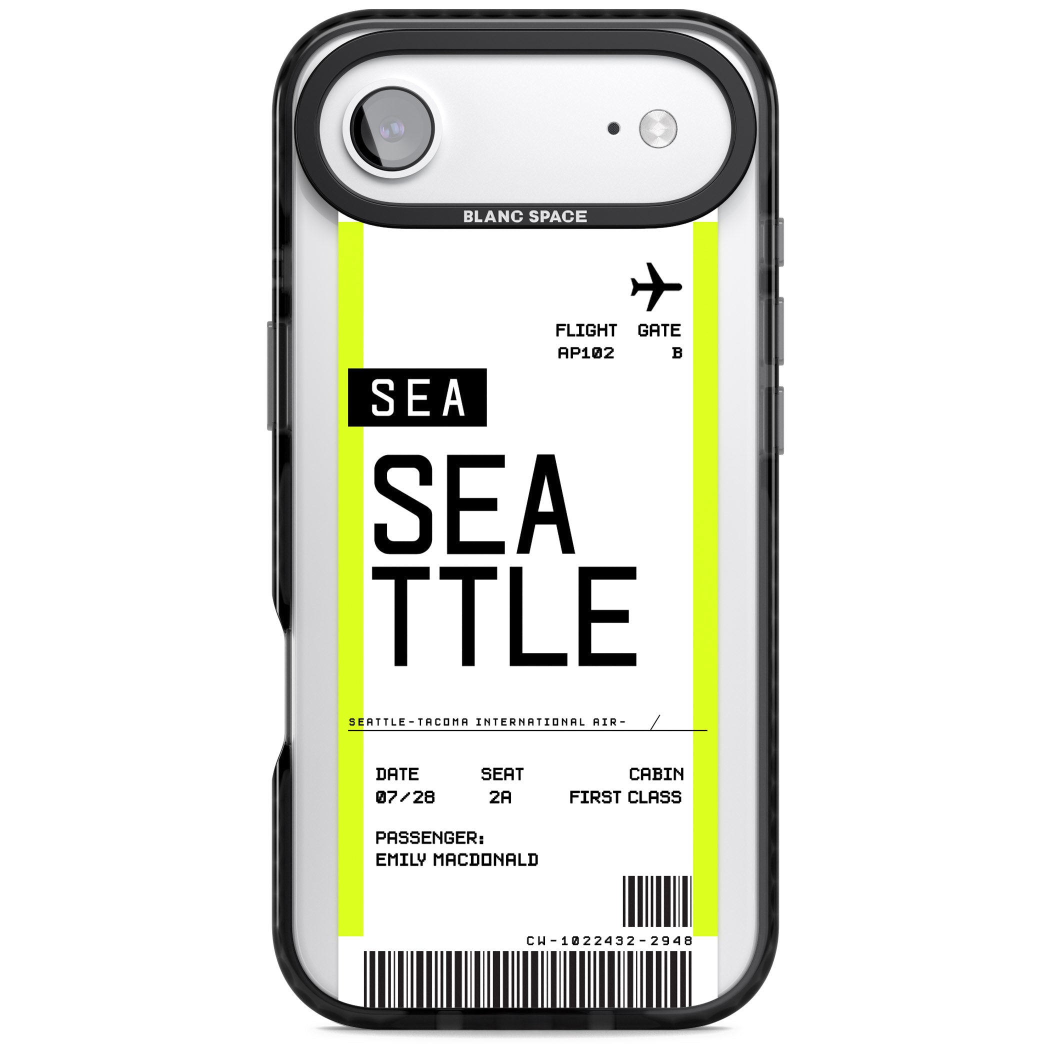 Personalised Seattle Boarding Pass iPhone 17 Air Impact Black Phone Case